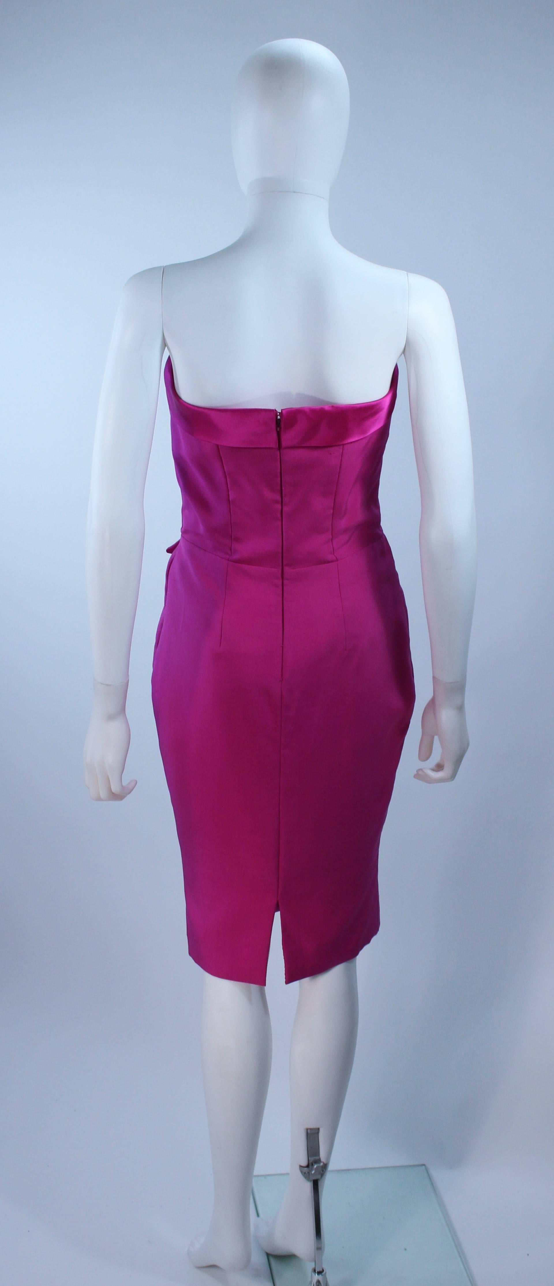ELIZABETH MASON COUTURE Magenta Silk Cocktail Dress Made to Order For Sale 2