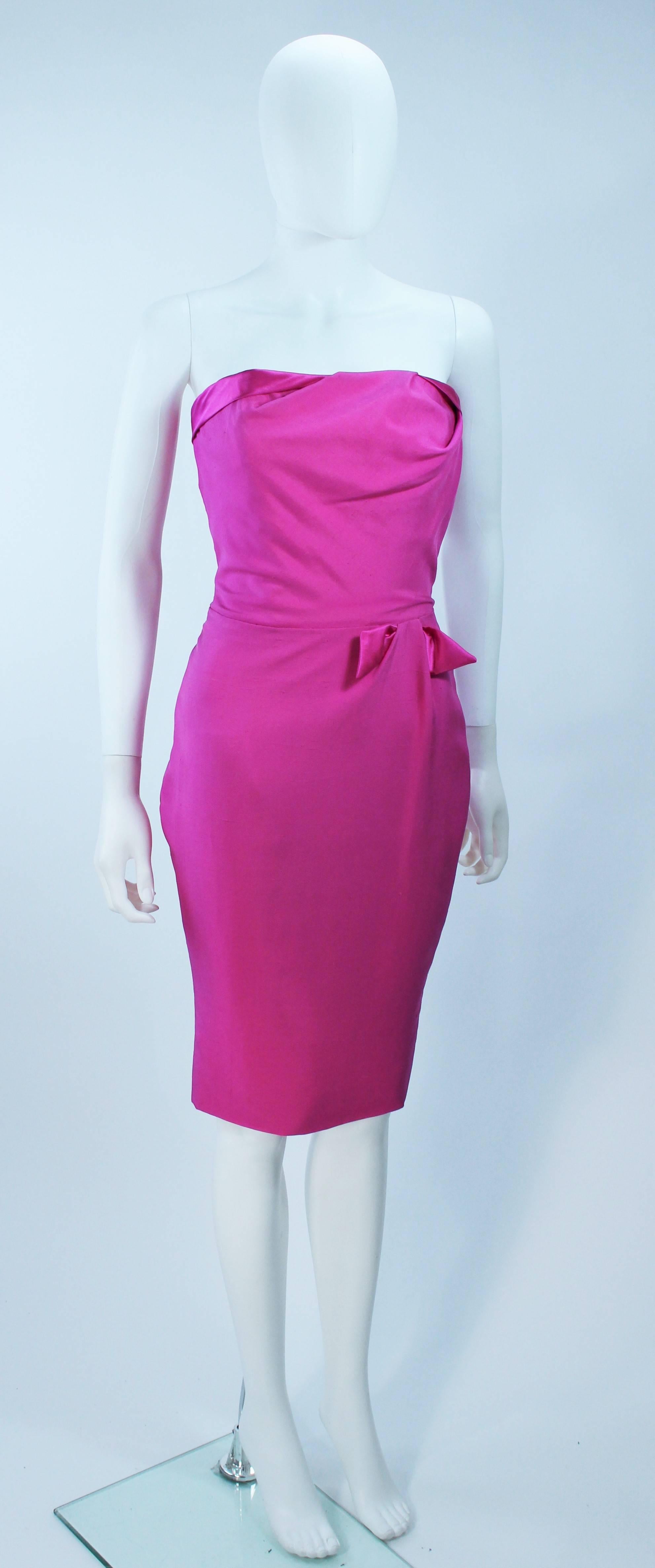 Purple ELIZABETH MASON COUTURE Magenta Silk Cocktail Dress Made to Order For Sale