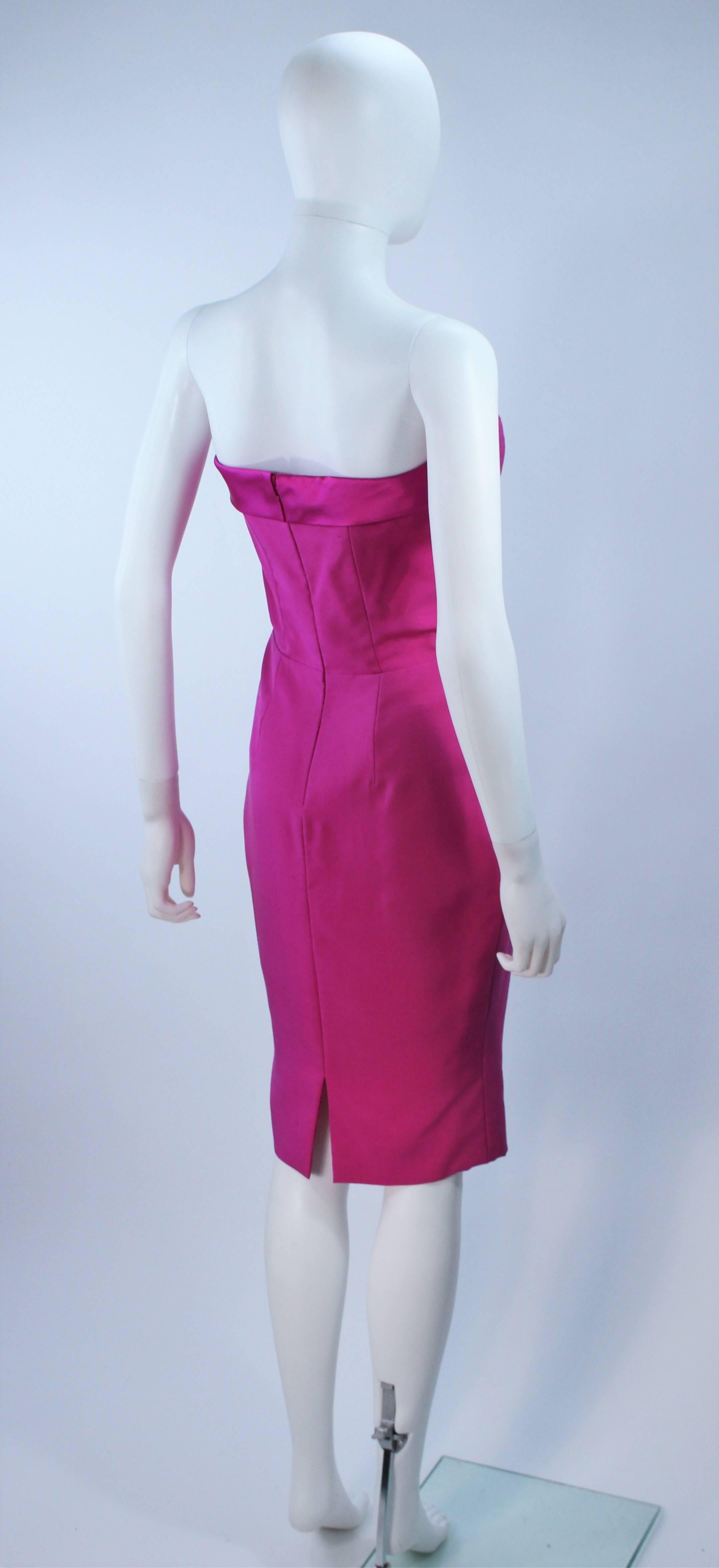 ELIZABETH MASON COUTURE Magenta Silk Cocktail Dress Made to Order For Sale 1
