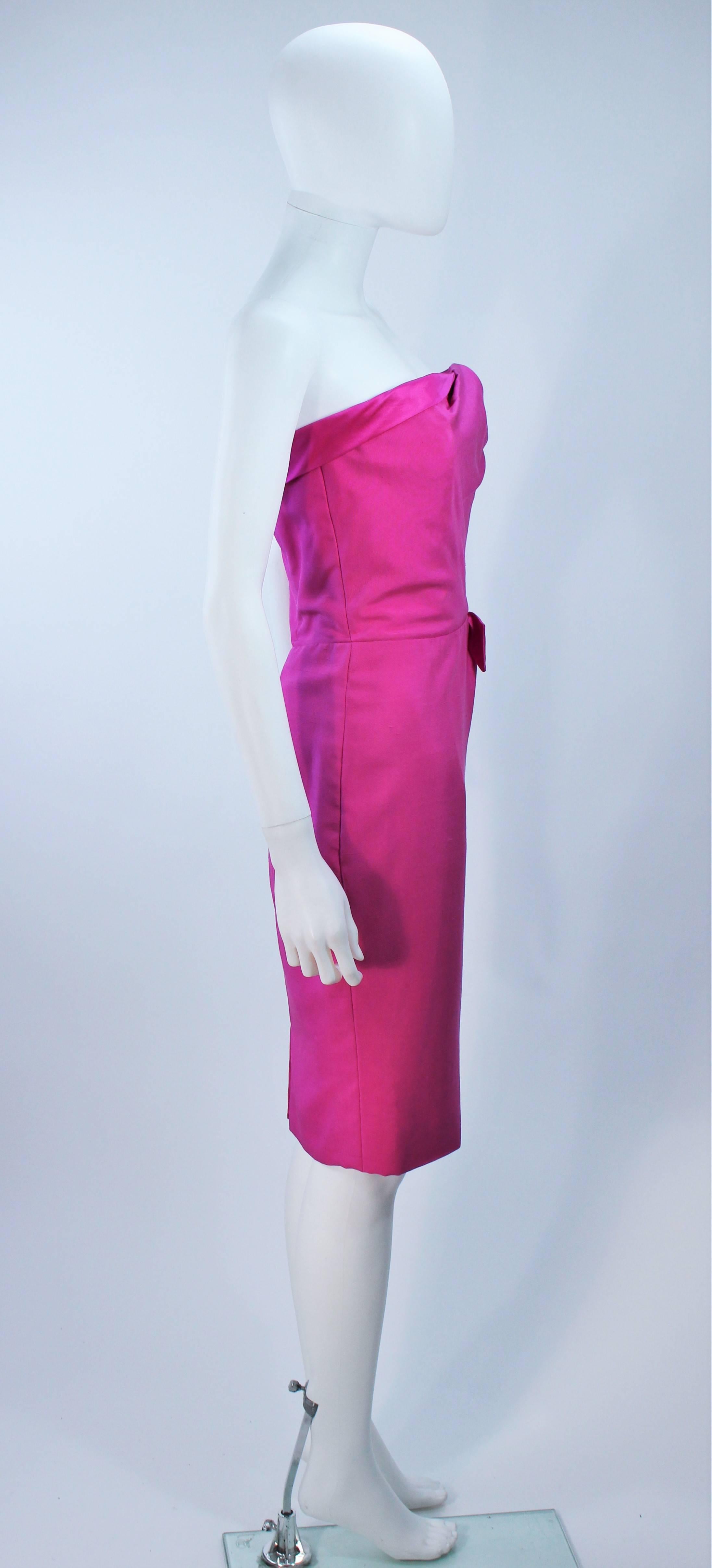 Women's ELIZABETH MASON COUTURE Magenta Silk Cocktail Dress Made to Order For Sale