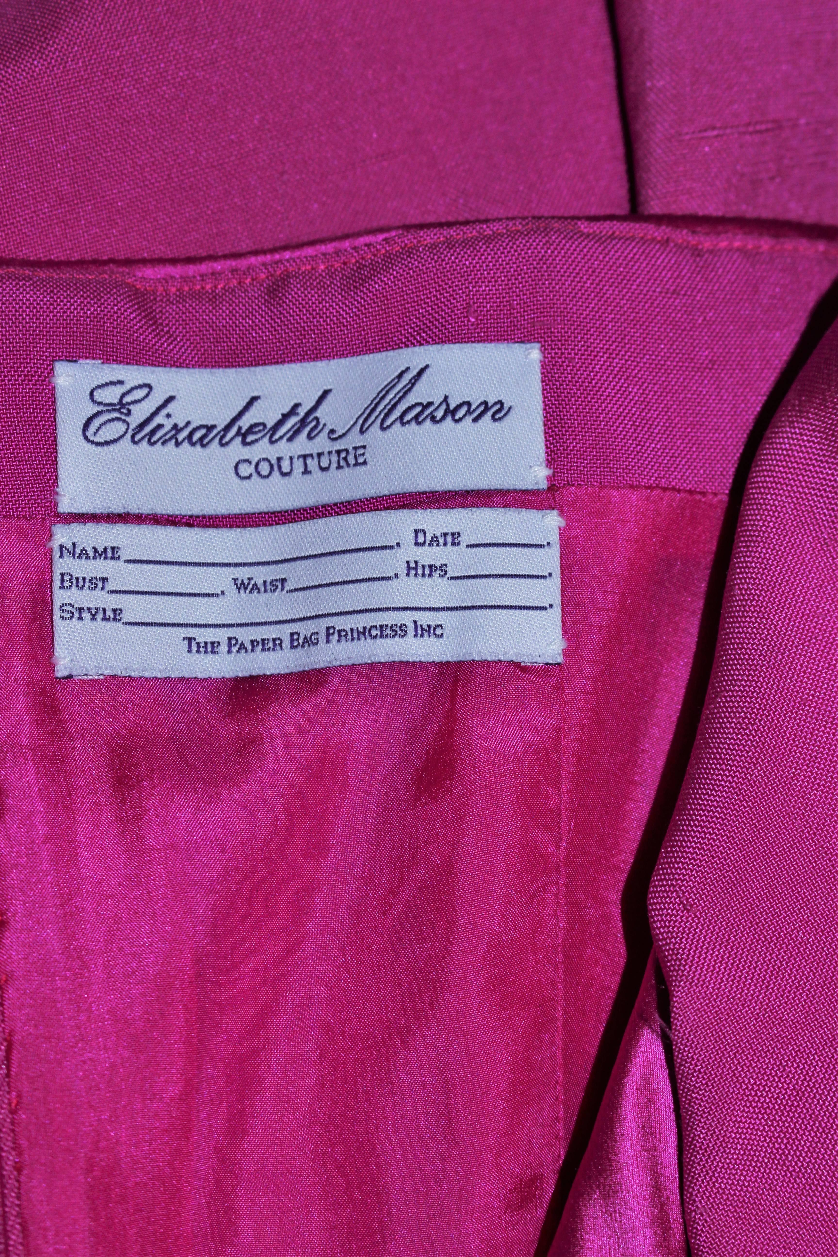 ELIZABETH MASON COUTURE Magenta Silk Cocktail Dress Made to Order For Sale 3