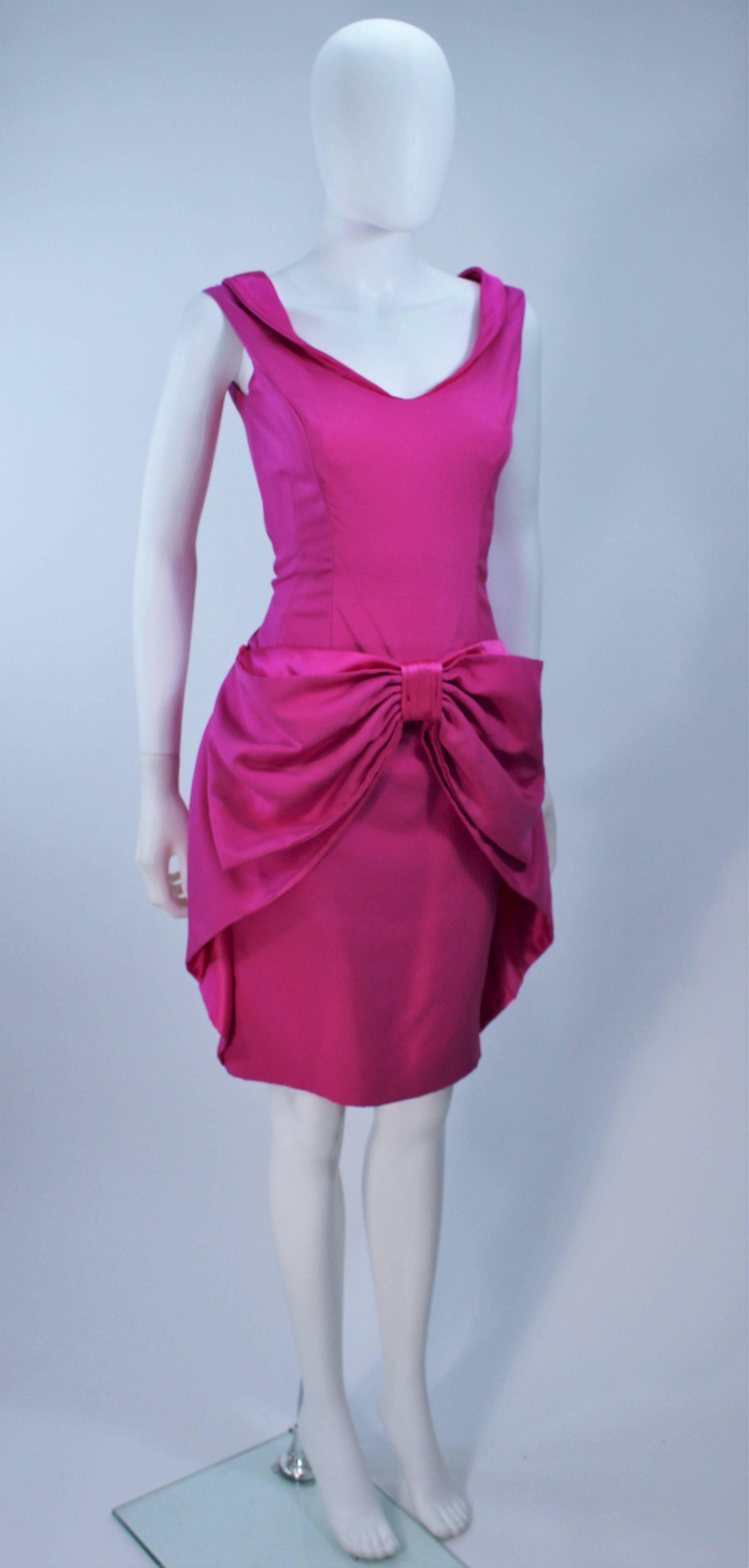 Women's ELIZABETH MASON COUTURE Pink Magenta Bow Cocktail Dress Made to Order For Sale