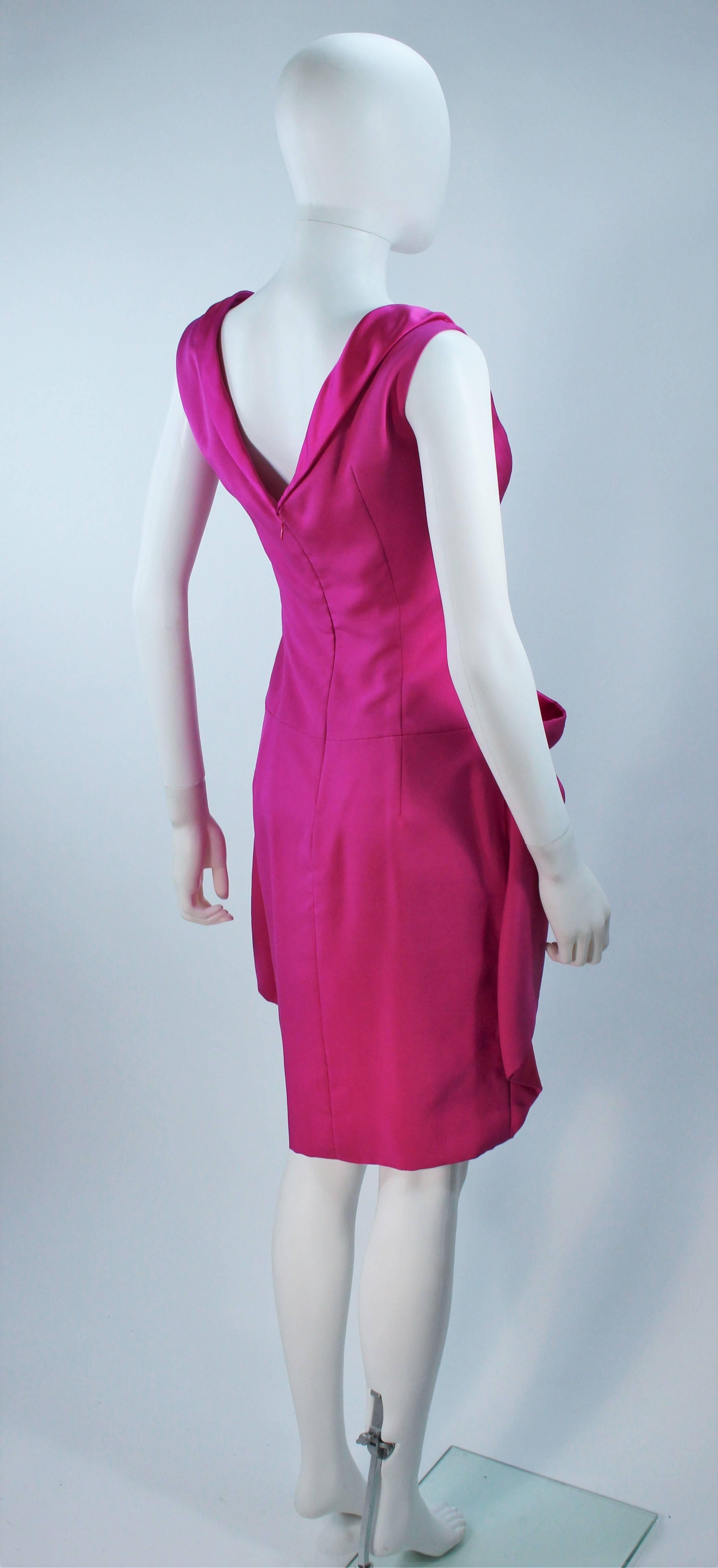 ELIZABETH MASON COUTURE Pink Magenta Bow Cocktail Dress Made to Order For Sale 3