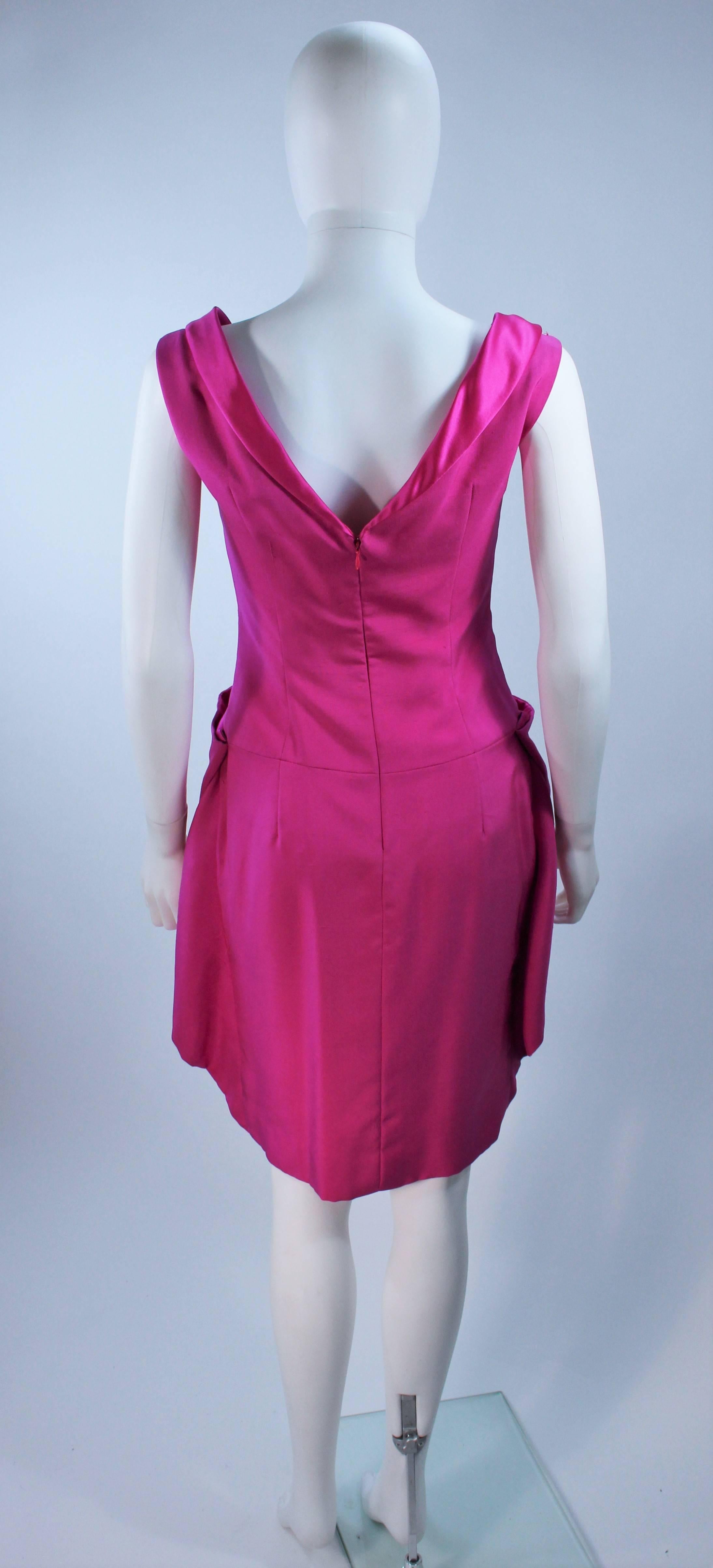 ELIZABETH MASON COUTURE Pink Magenta Bow Cocktail Dress Made to Order For Sale 4