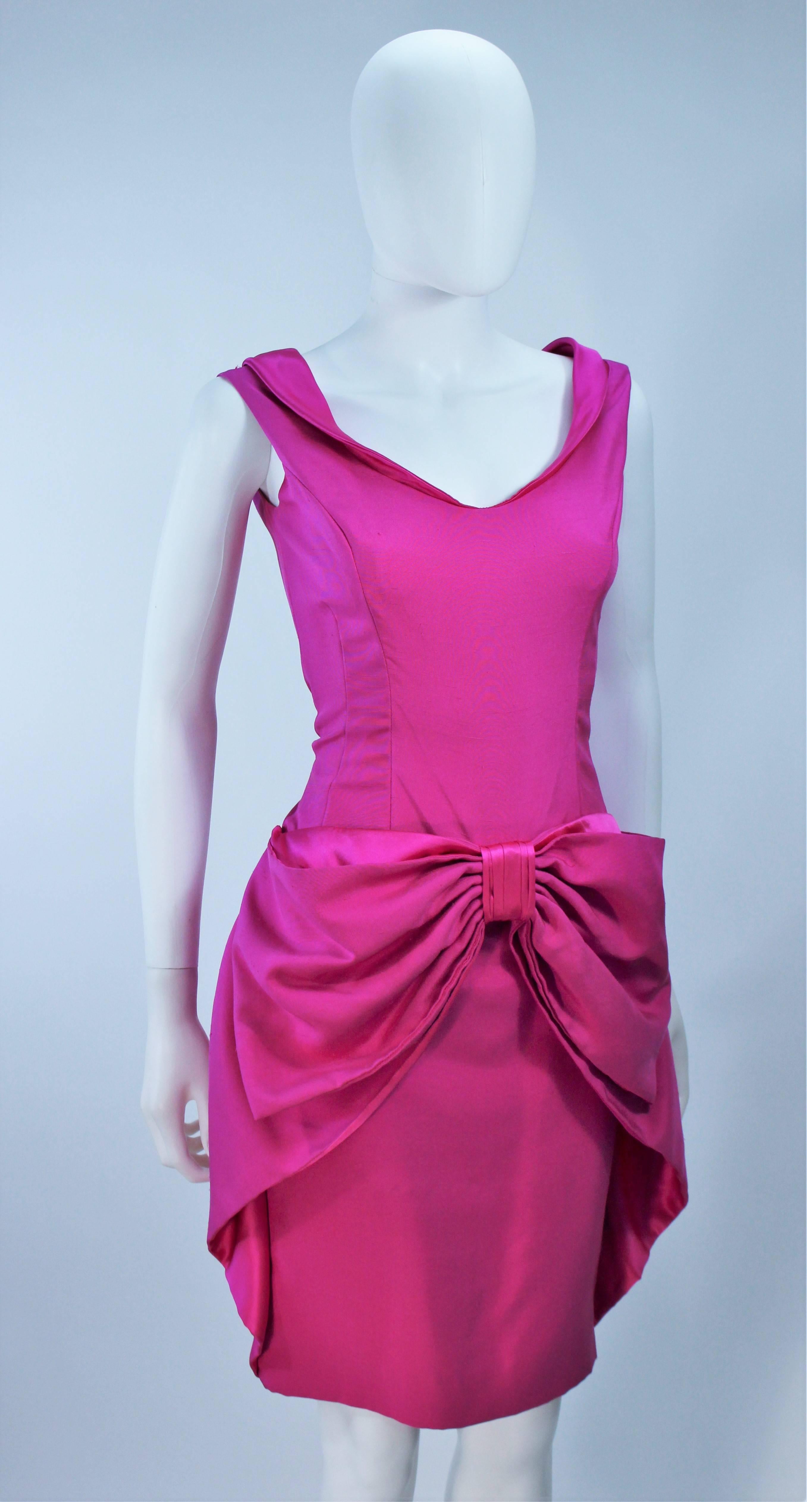 ELIZABETH MASON COUTURE Pink Magenta Bow Cocktail Dress Made to Order For Sale 1