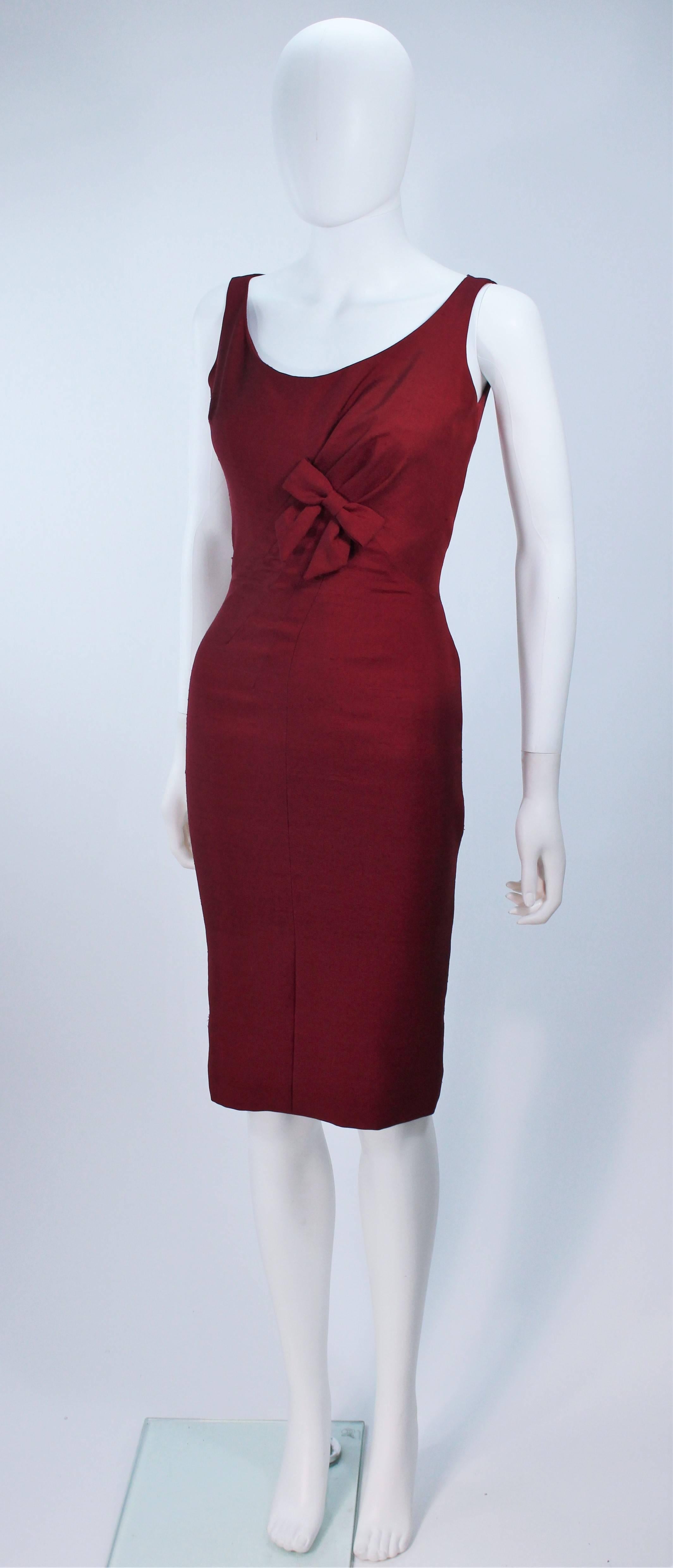 ELIZABETH MASON COUTURE Burgundy Silk Cocktail Dress with Bow Made to ...