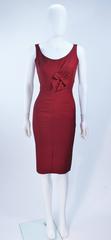 ELIZABETH MASON COUTURE Burgundy Silk Cocktail Dress with Bow Made to Order