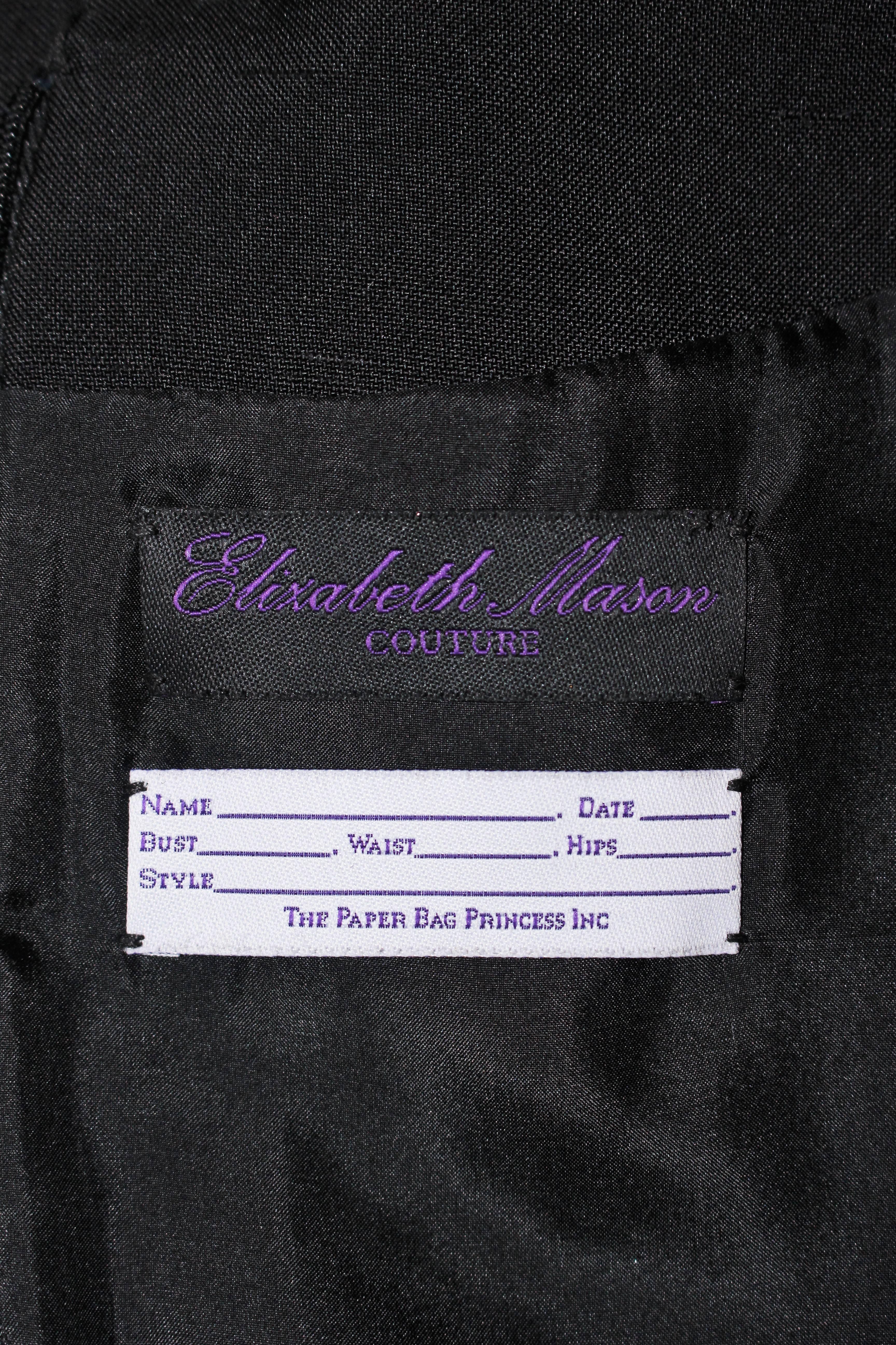 ELIZABETH MASON COUTURE Black Silk Cocktail Dress Made to Order For Sale 6