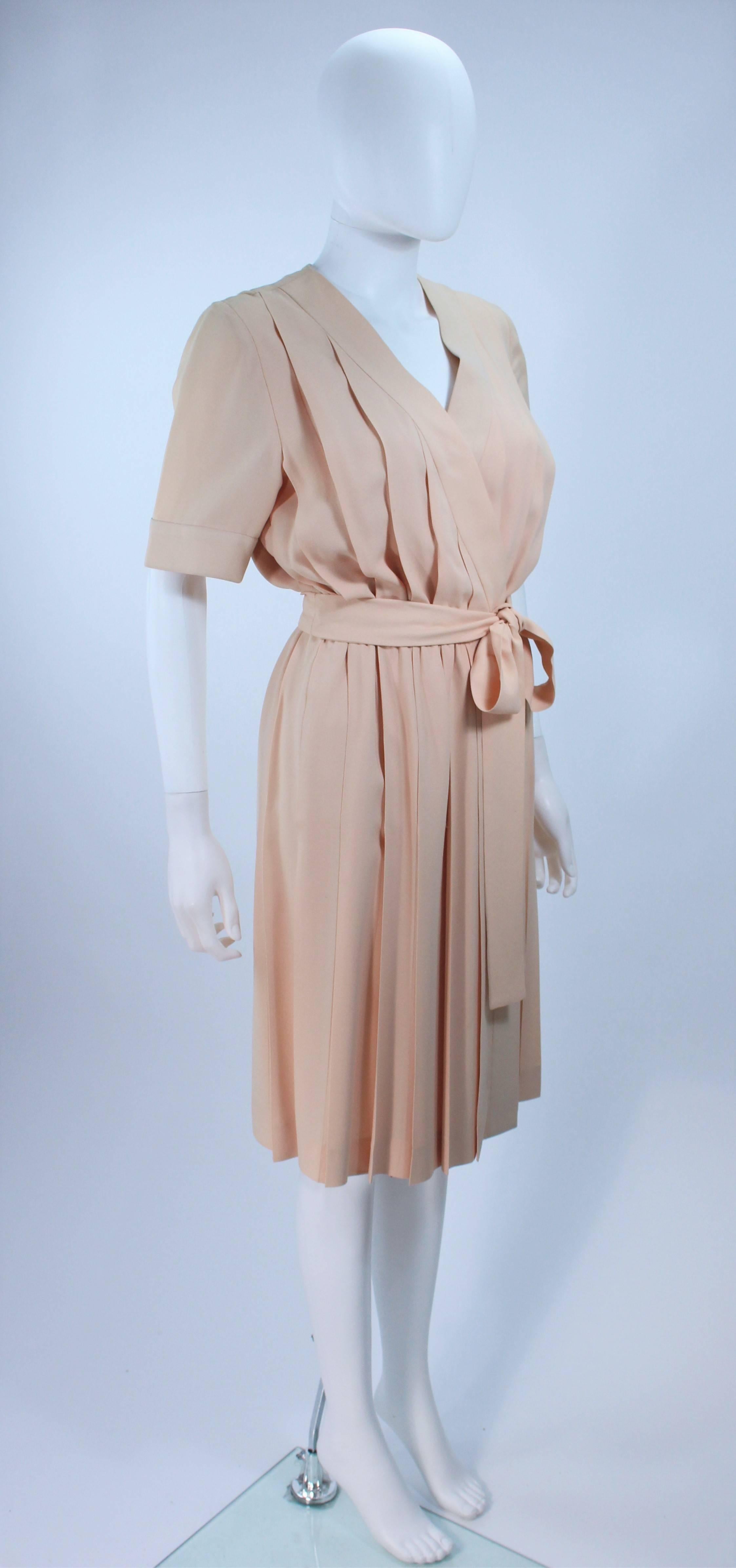 Beige GIVENCHY COUTURE Cream Ivory Silk Wrap Dress Size 2 For Sale