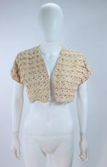 LEE HERMAN Vintage Cream Lace Rhinestone Bolero Size 2 4