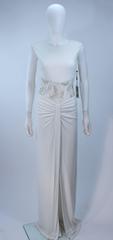 VICKY TIEL White Jersey Dress with Sheer Sequin Waist and Back Size 4