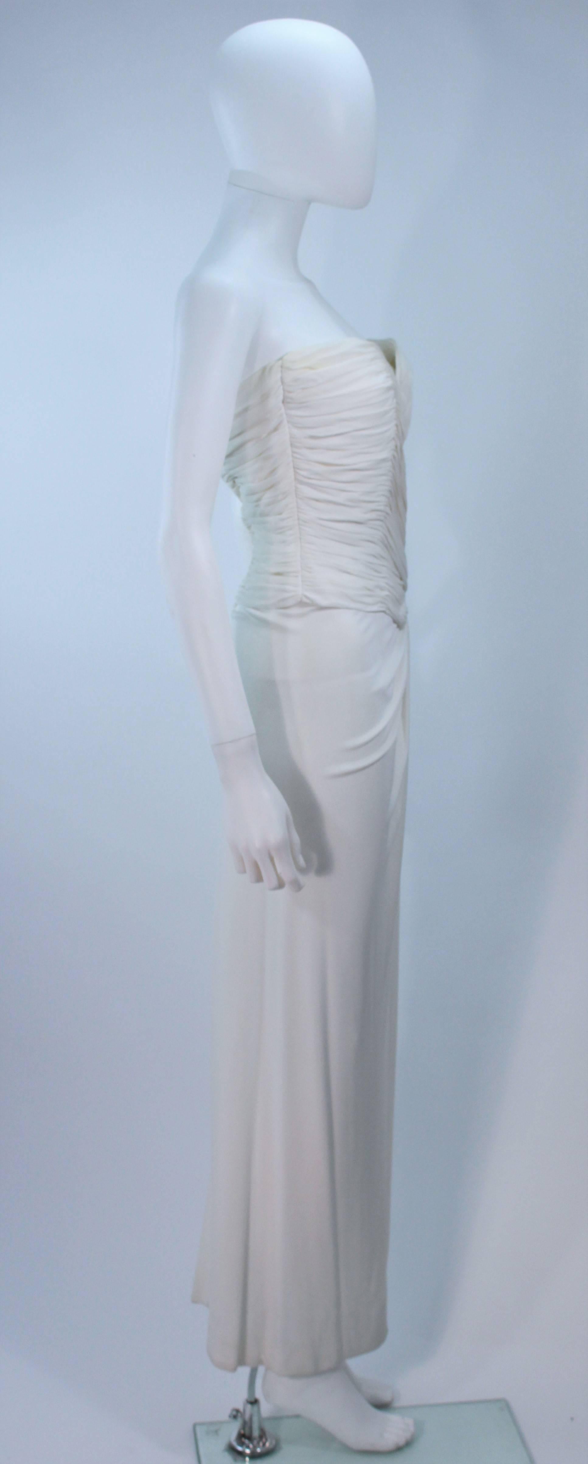 VICKY TIEL Ivory Draped Jersey Gown Size 42 6 1