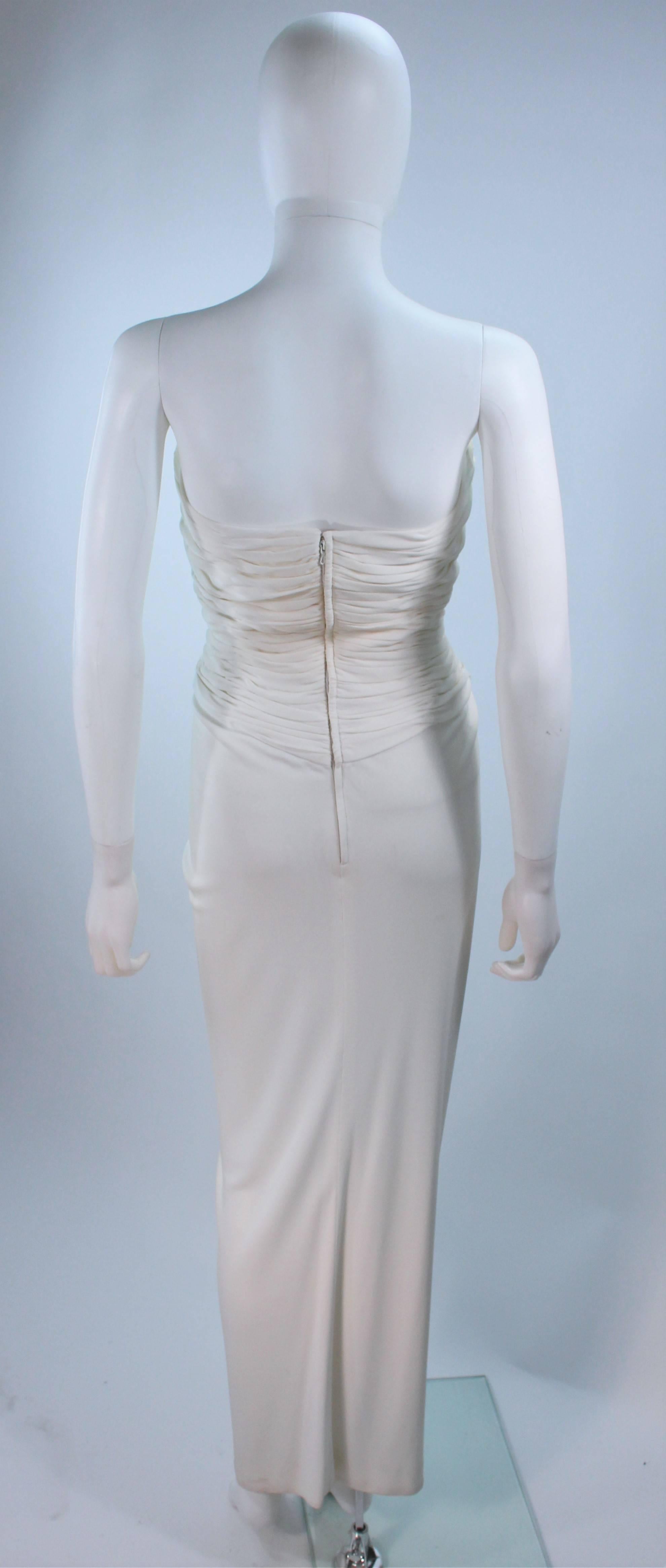 VICKY TIEL Ivory Draped Jersey Gown Size 42 6 2