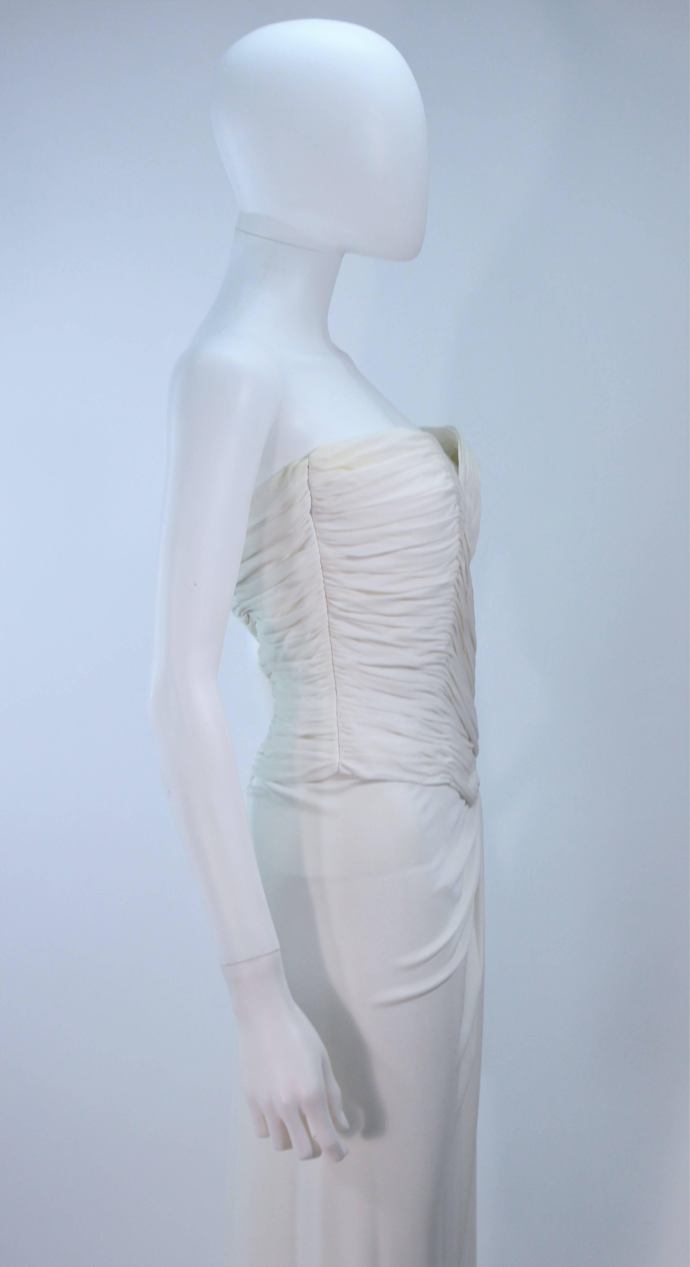 Women's VICKY TIEL Ivory Draped Jersey Gown Size 42 6