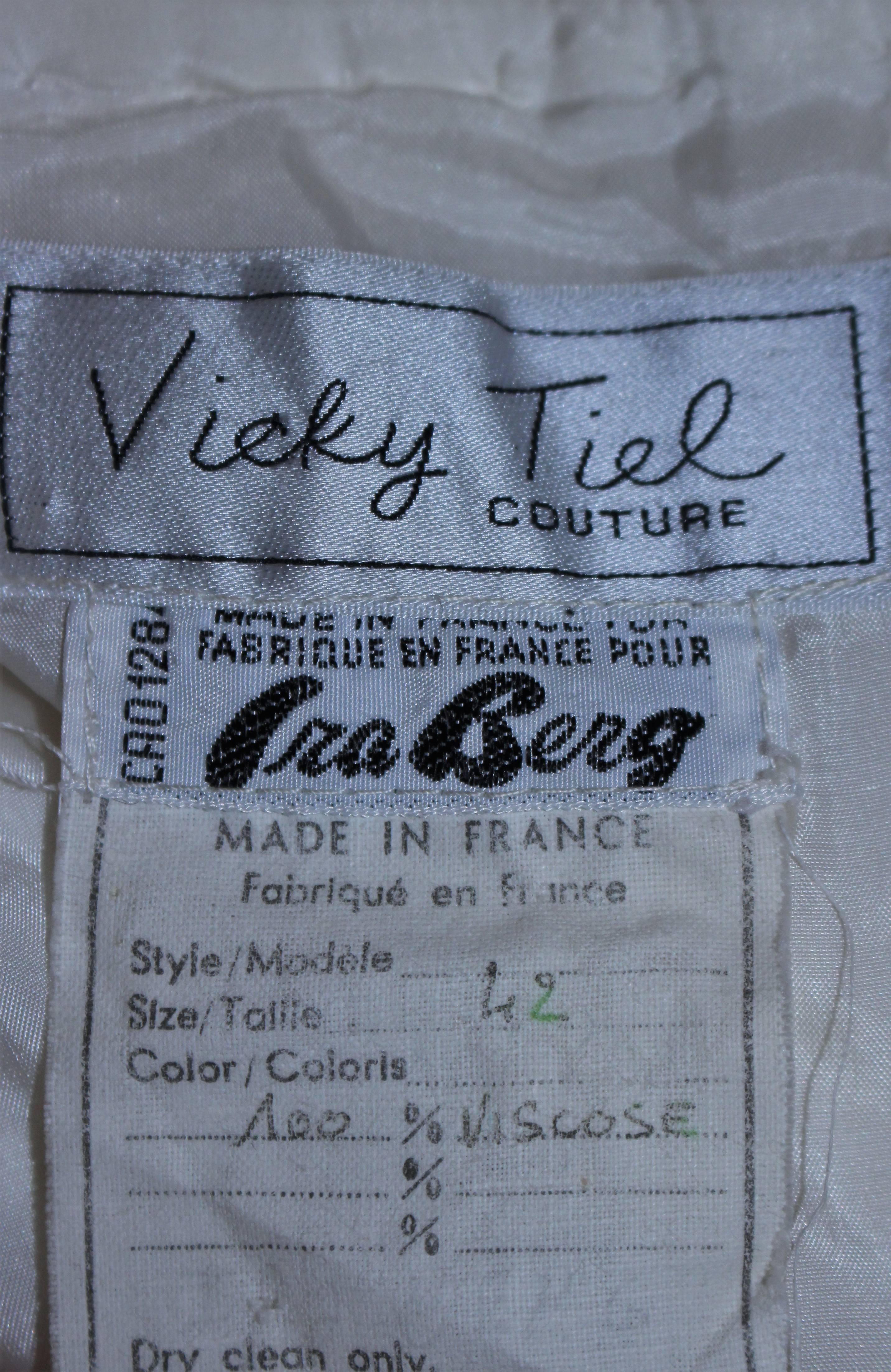 VICKY TIEL Ivory Draped Jersey Gown Size 42 6 3
