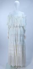 GIORGIO SANT' ANGELO Off the Shoulder White Lace Gown Size 6