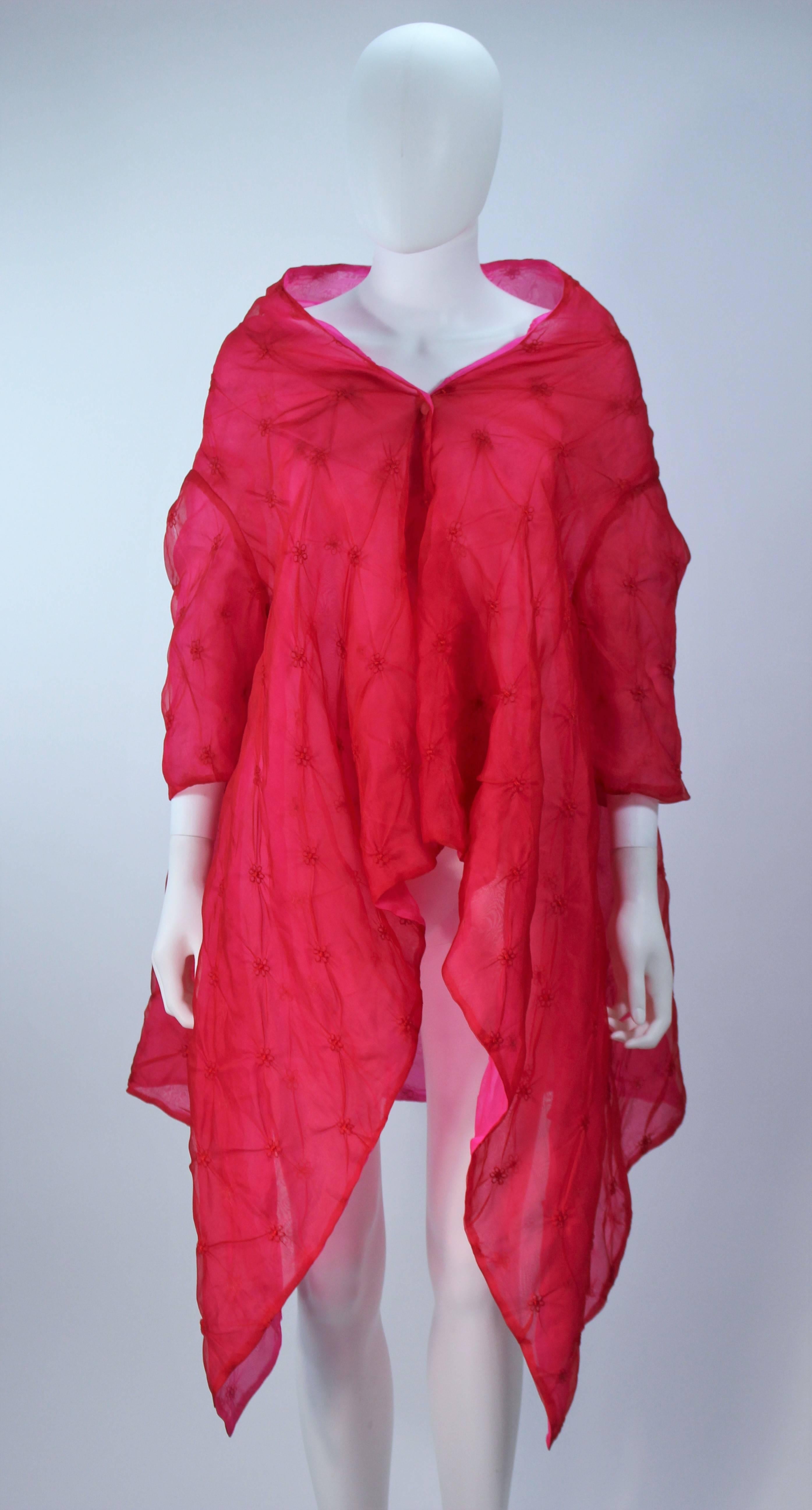 Red Custom Magenta Fuchsia Reversible Abstract Draped Jacket Size 4 6 For Sale