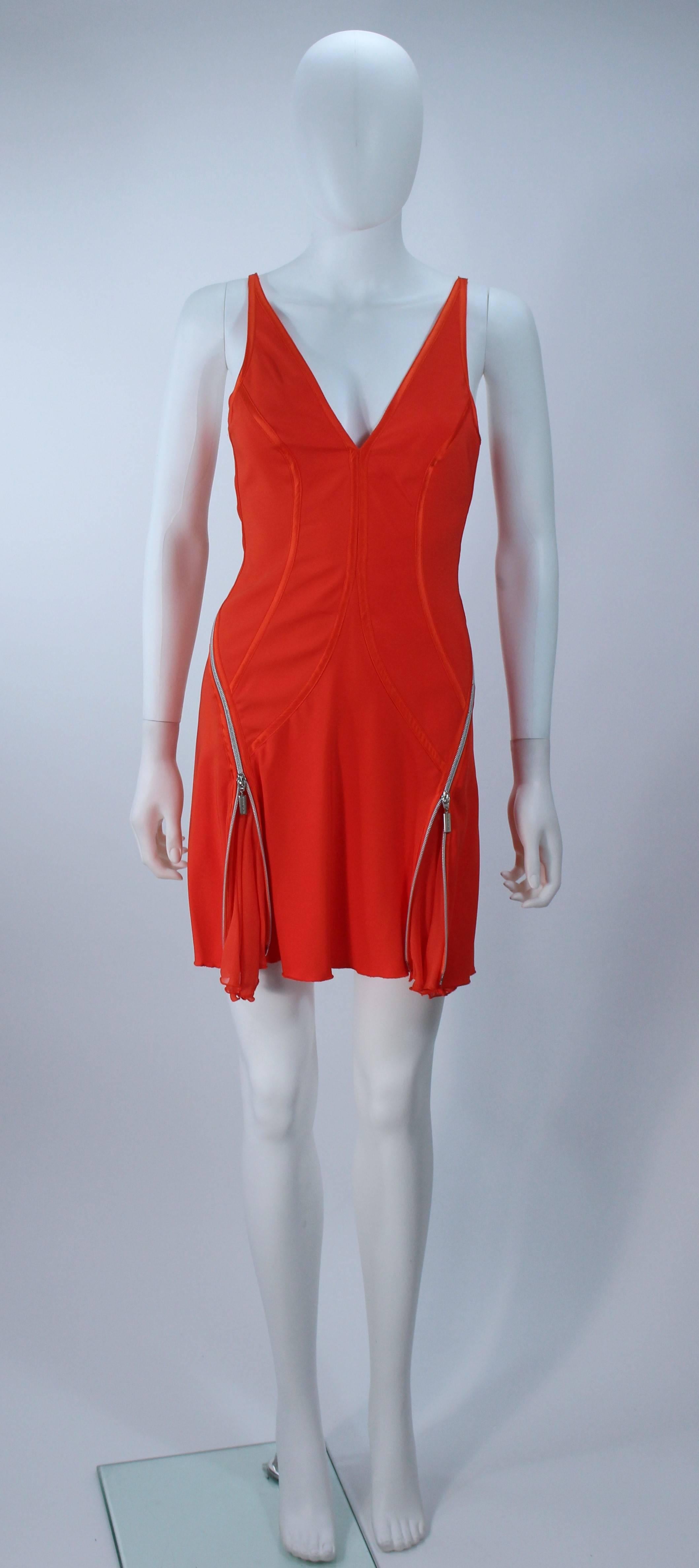 MONTANA BLU Vestido de seda elástica naranja con cremallera y espalda abierta Talla 2 Rojo