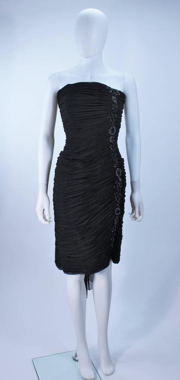 VICKY TIEL Black Stretch Mesh Beaded Cocktail Dress Size 6 8