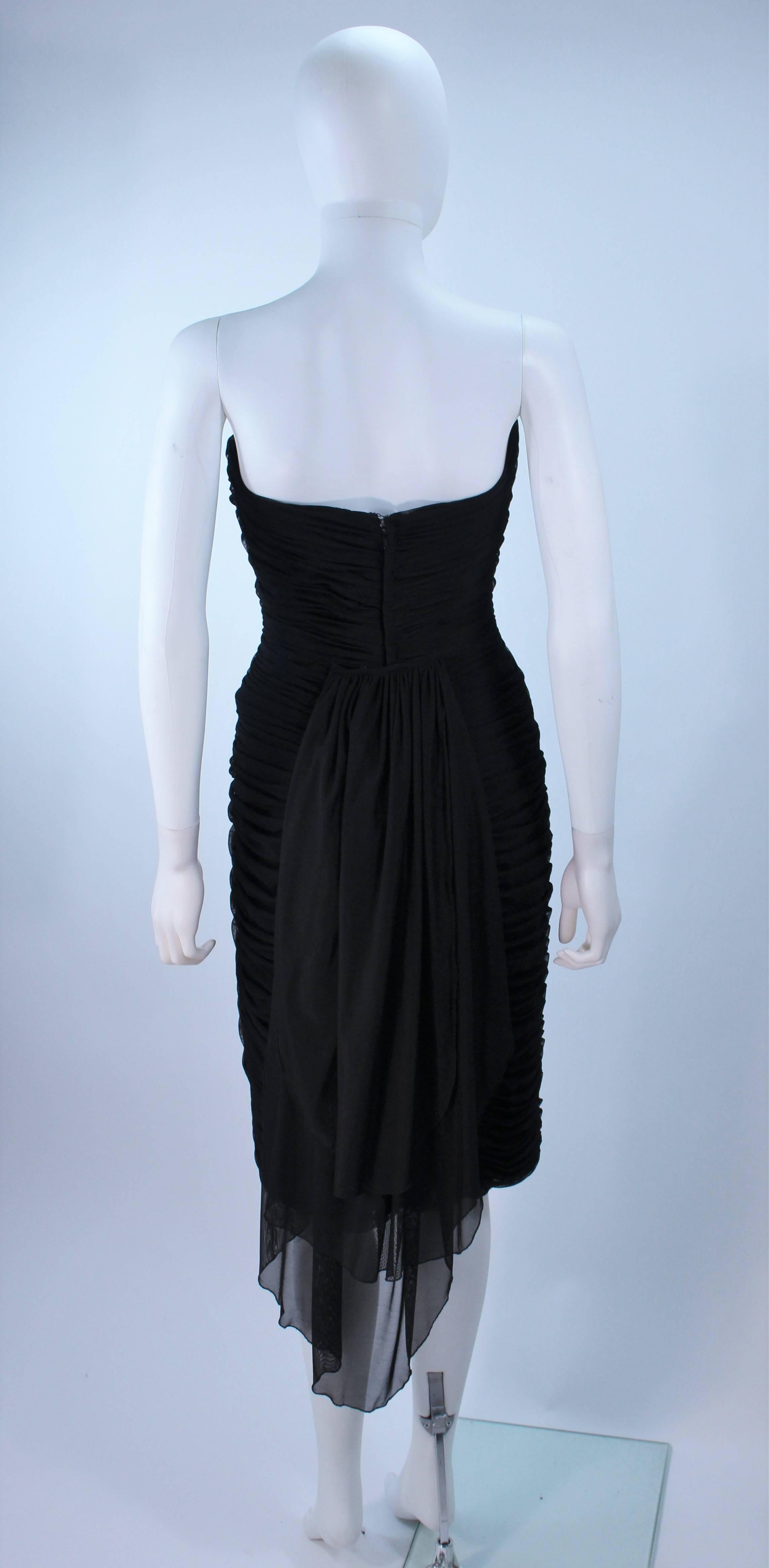 VICKY TIEL Black Stretch Mesh Beaded Cocktail Dress Size 6 8 For Sale 1