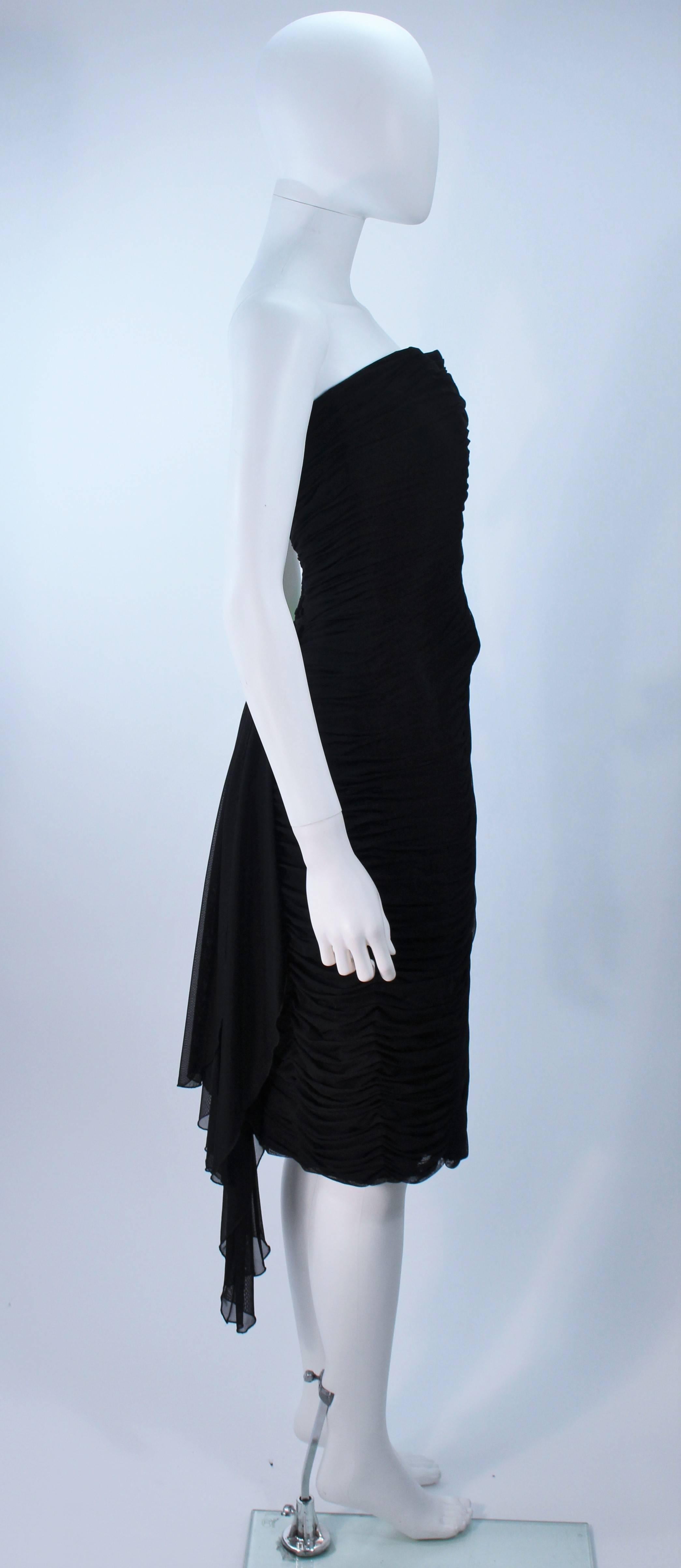 Women's VICKY TIEL Black Stretch Mesh Beaded Cocktail Dress Size 6 8 For Sale