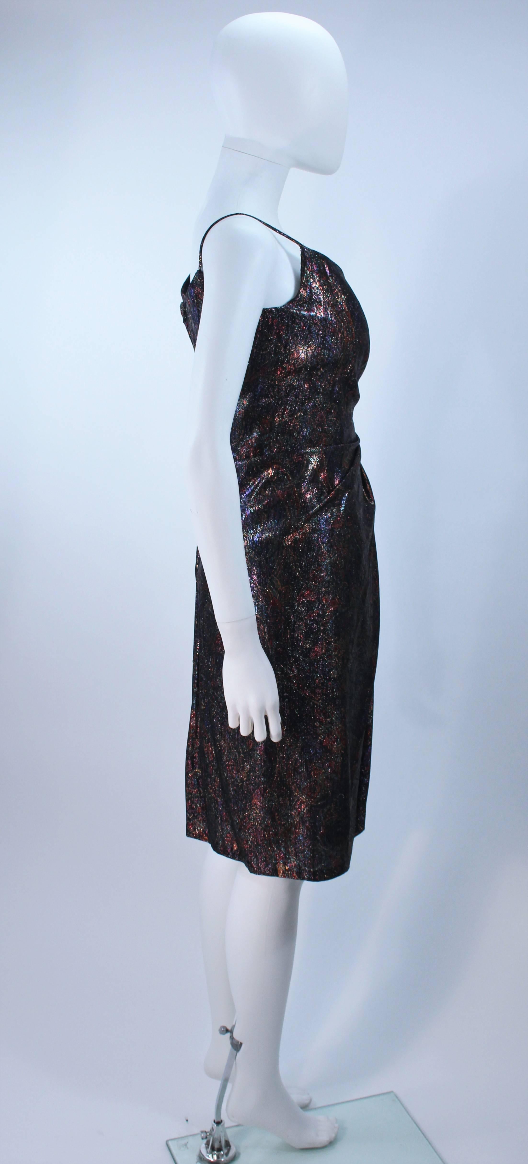 Black NOLAN MILLER Metallic Paisley Print Cocktail Dress Size 4 For Sale