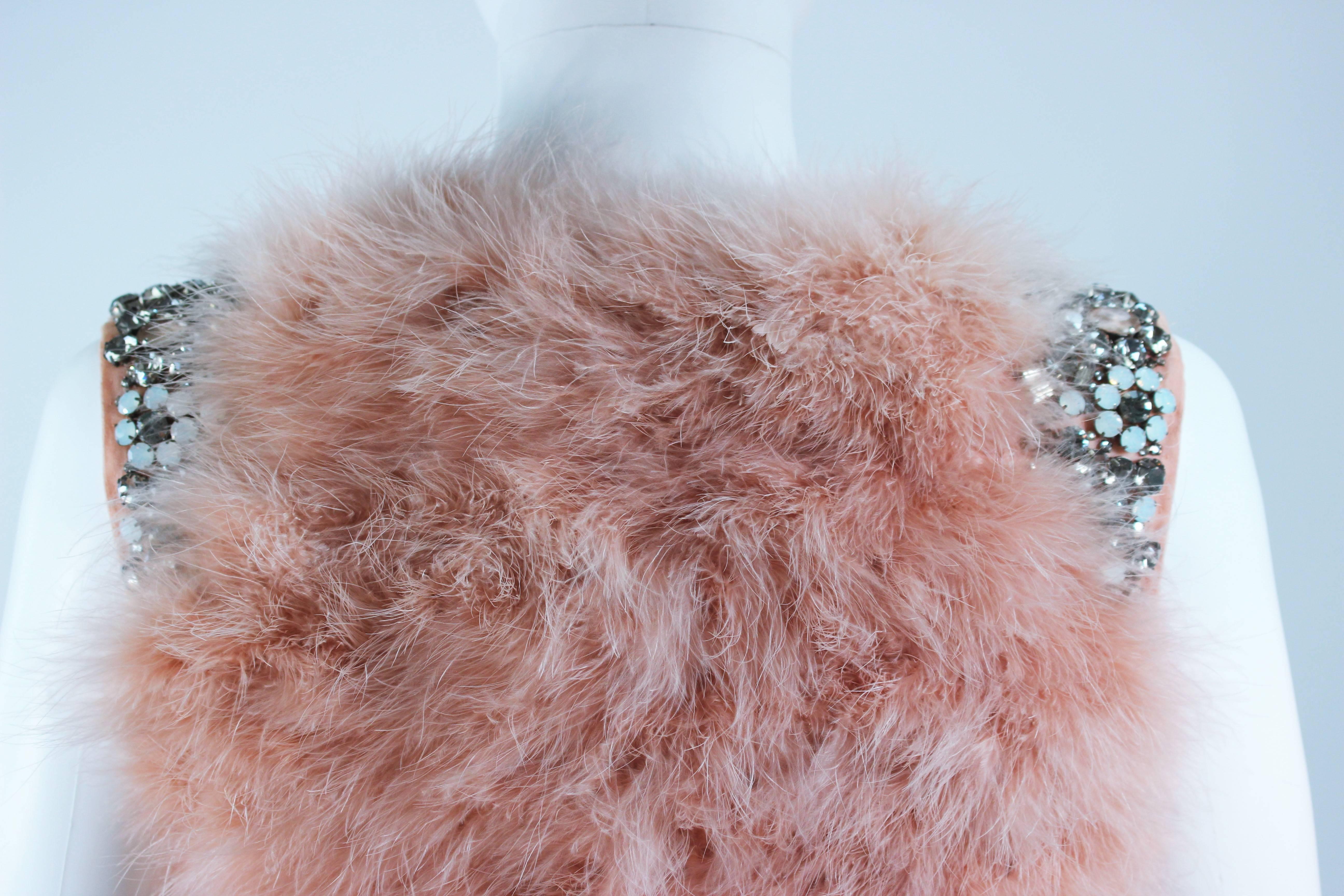 GIVENCHY Pink Marabou Bolero Style Jacket with Rhinestone Jewel Applique Size 38 1