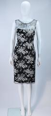 MONIQUE LHUILLER Black and Silver Lace Cocktail Dress Size 10