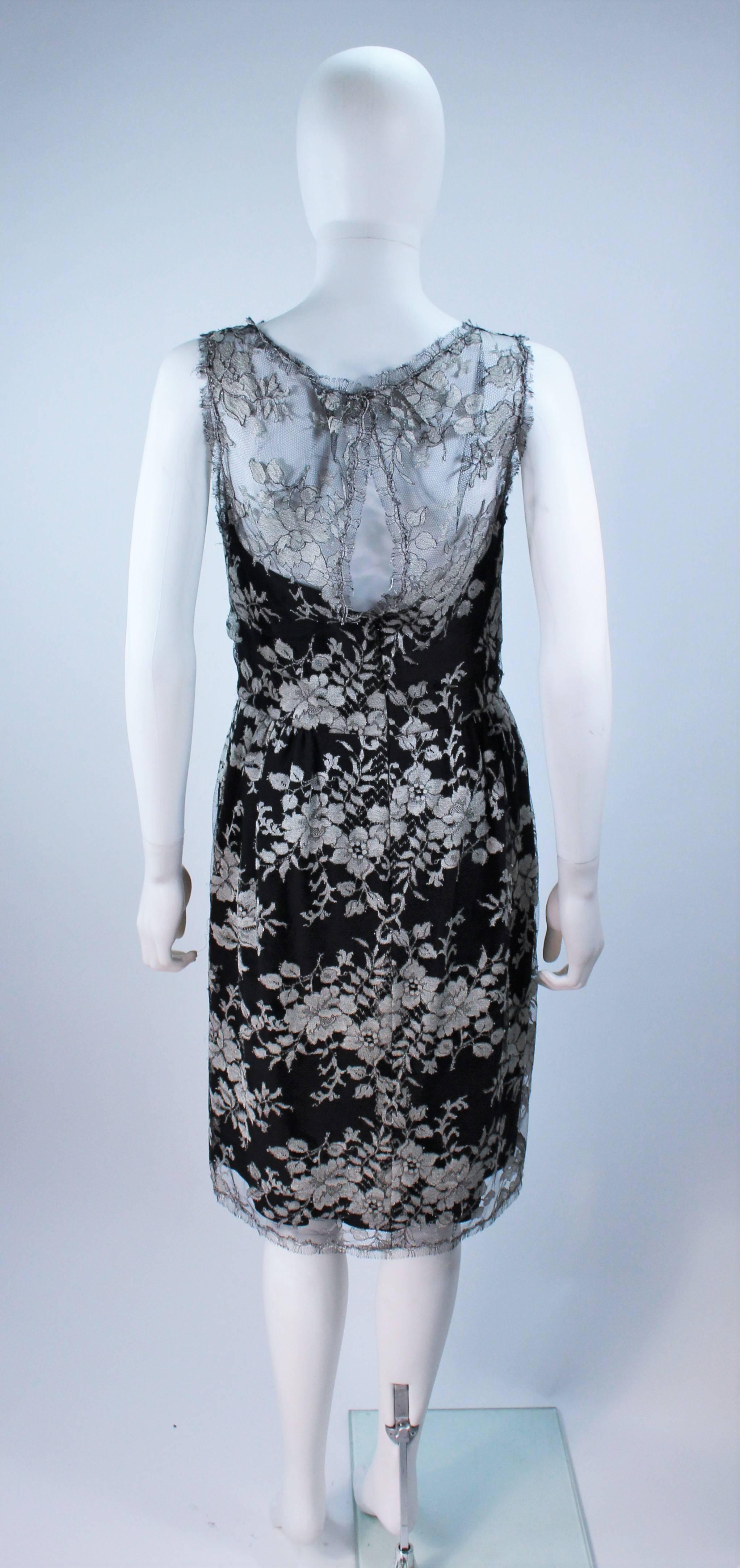 MONIQUE LHUILLER Black and Silver Lace Cocktail Dress Size 10 For Sale ...