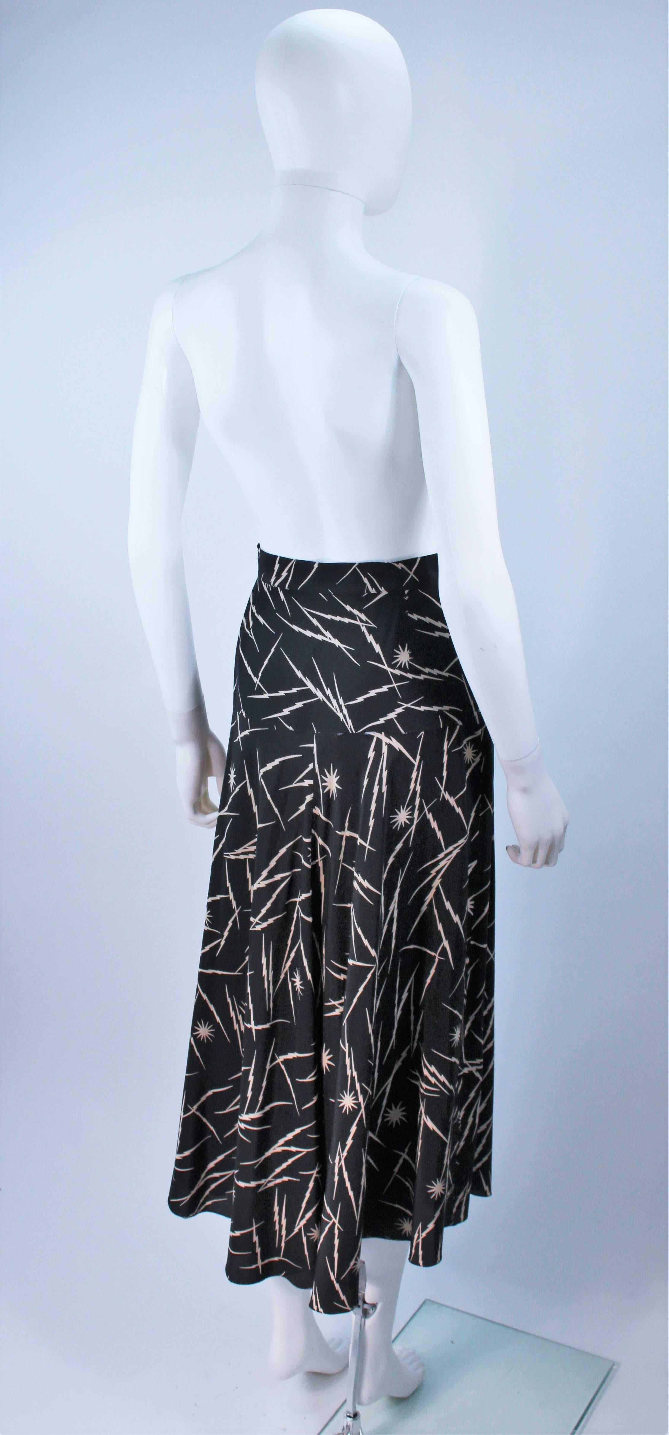KRIZIA Electrified Black Silk Print Draped Wrap Skirt Size 2 4 For Sale 2