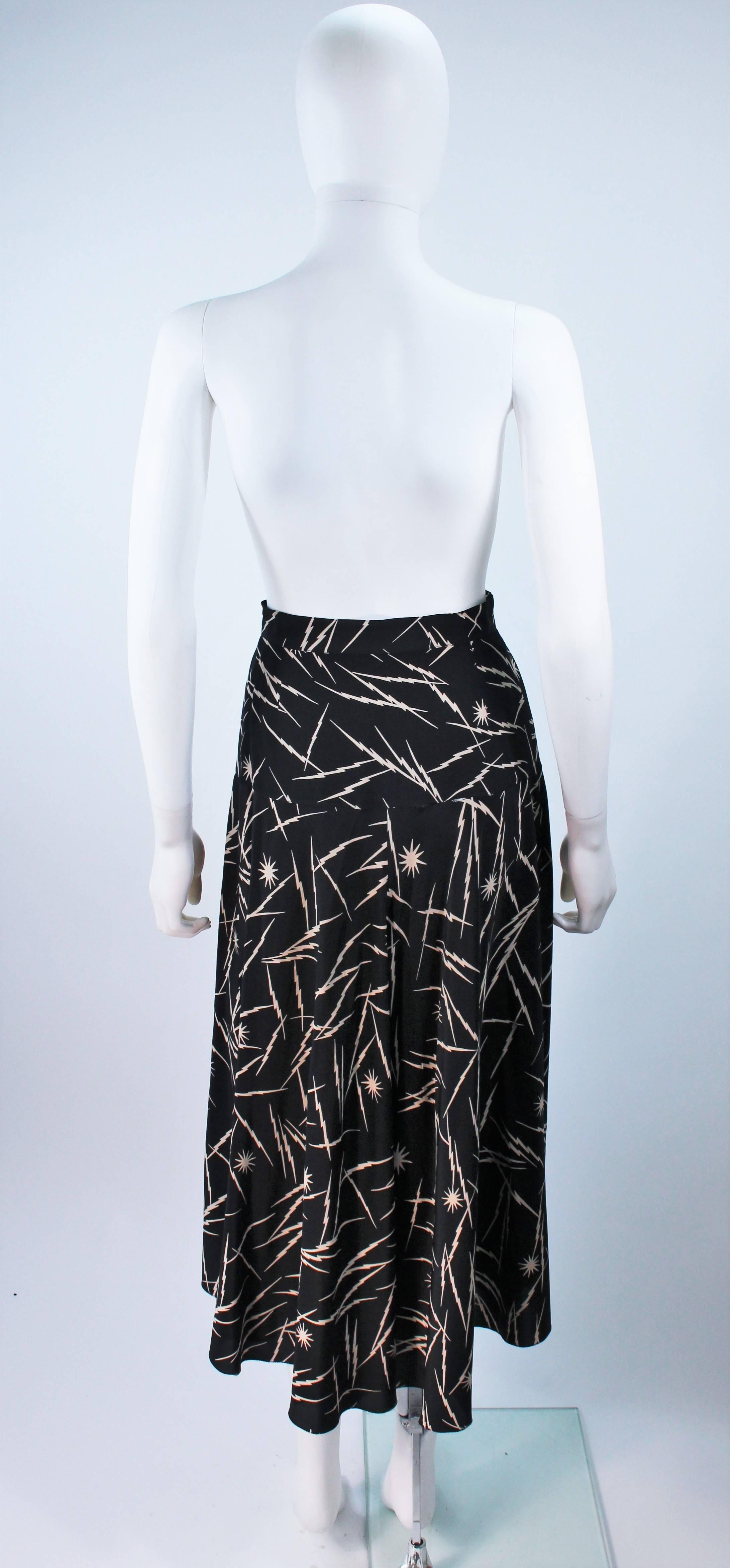 KRIZIA Electrified Black Silk Print Draped Wrap Skirt Size 2 4 For Sale 3