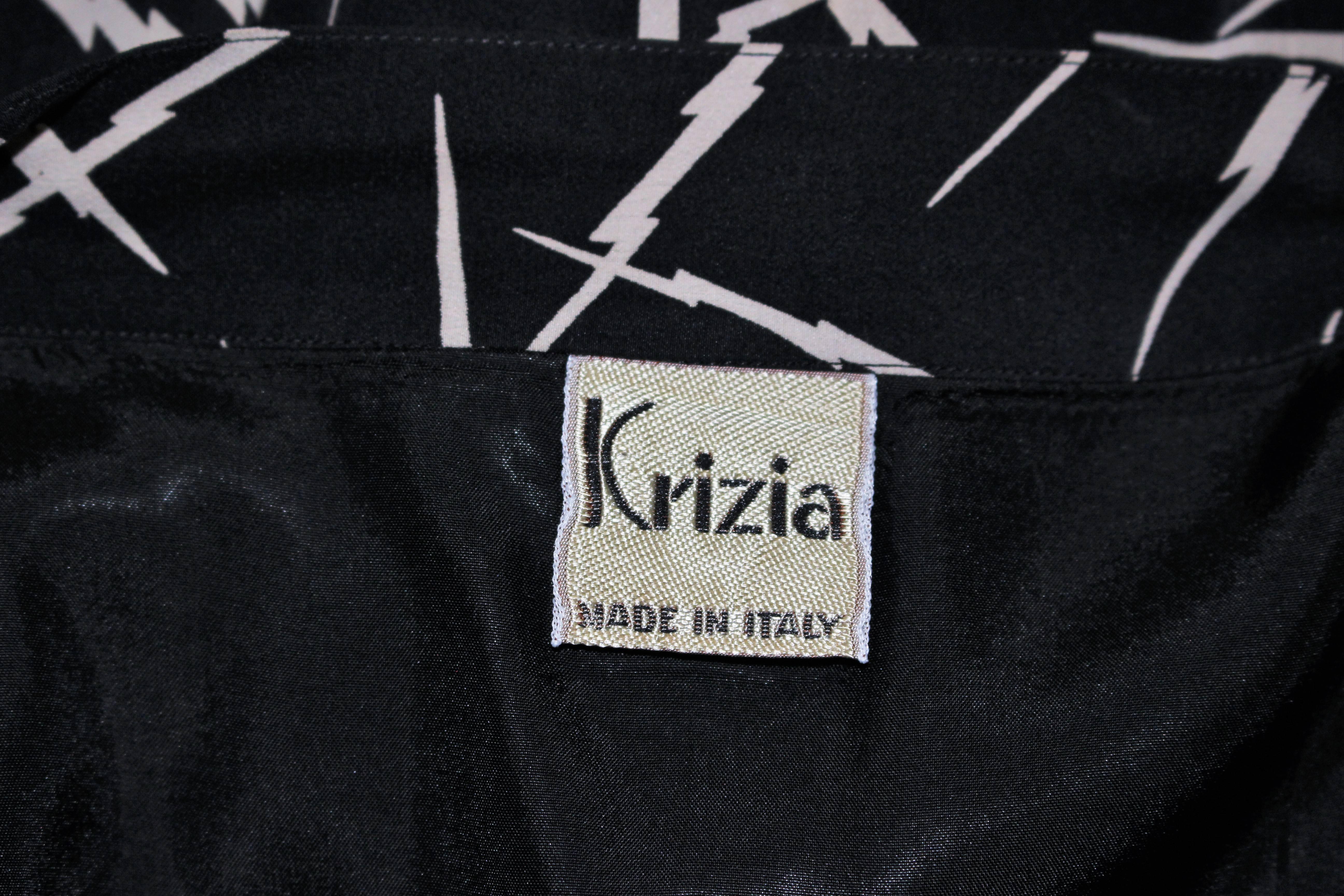 KRIZIA Electrified Black Silk Print Draped Wrap Skirt Size 2 4 For Sale 4