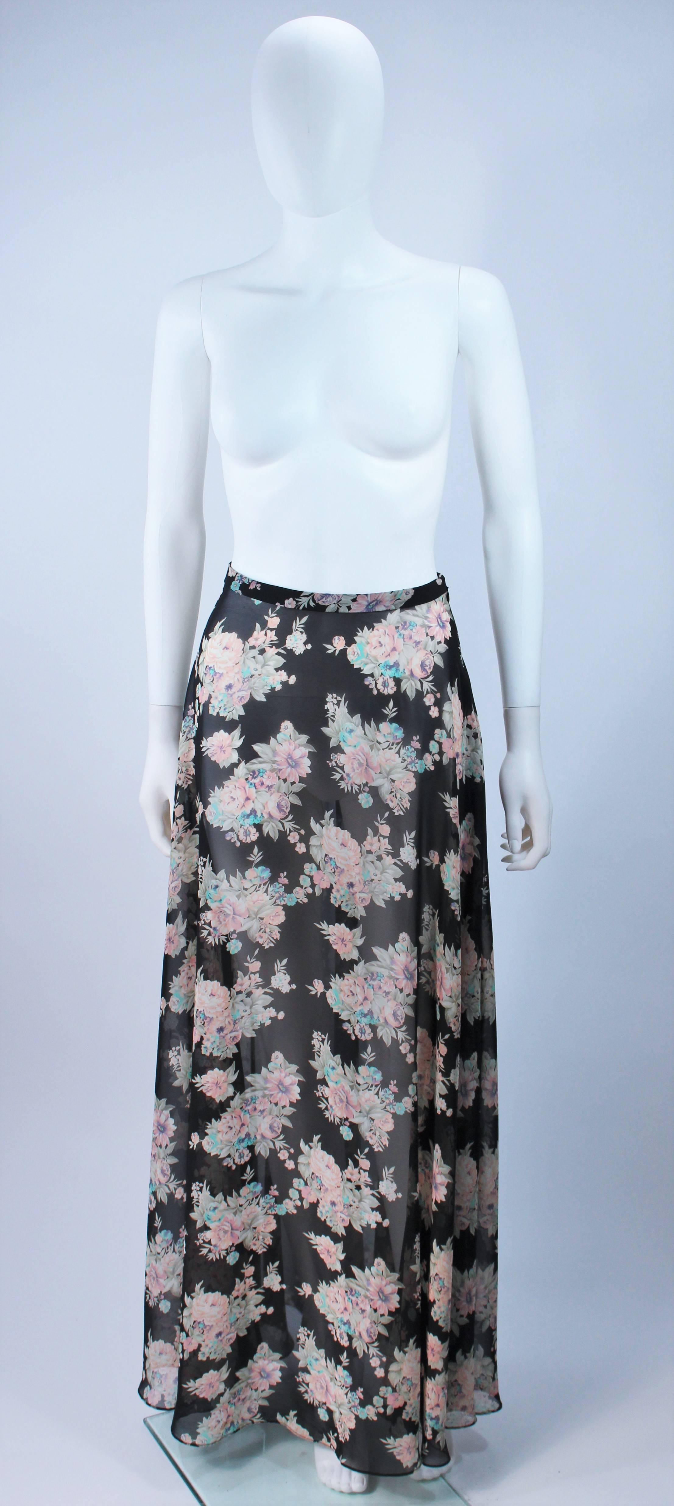 ELIZABETH MASON COUTURE Chiffon Floral Blouse, Skirt, and Belt For Sale 4