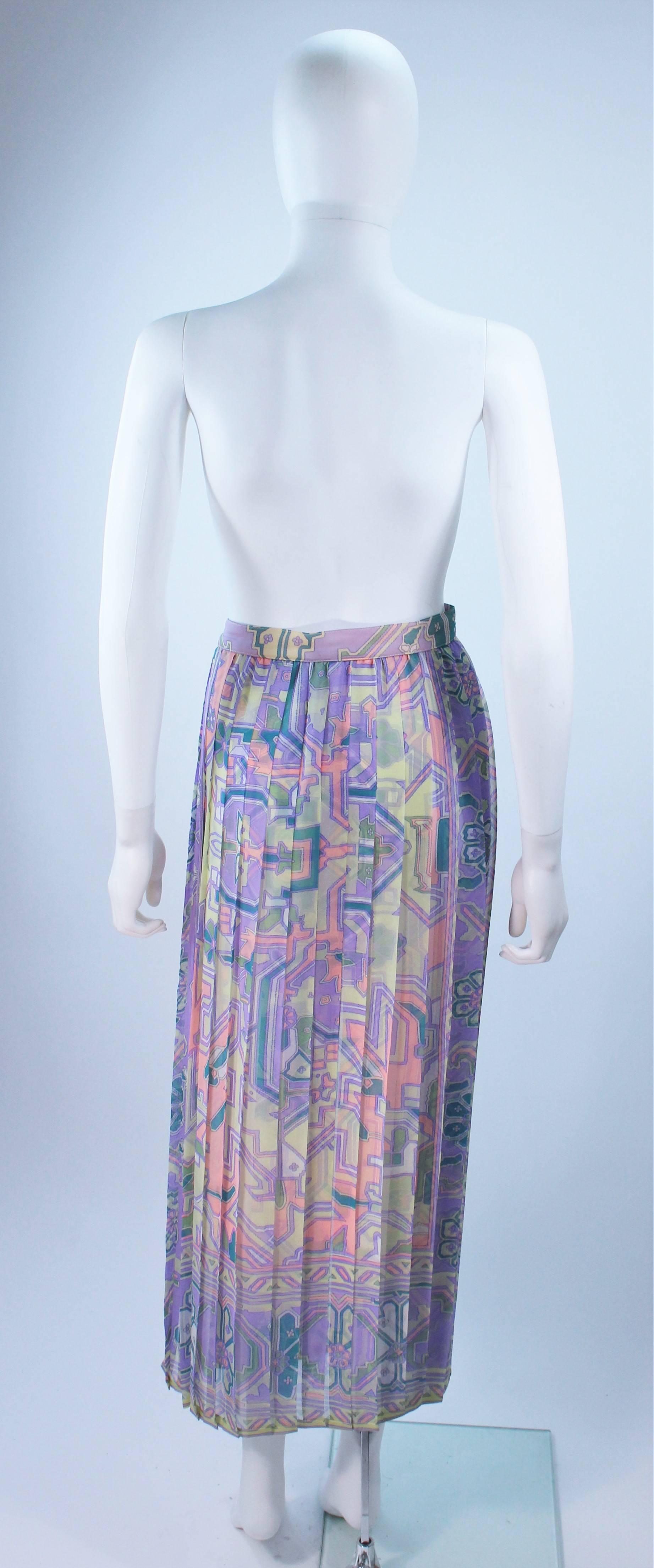 UNGARO Sheer Patterned Pleated Skirt Size 4 3