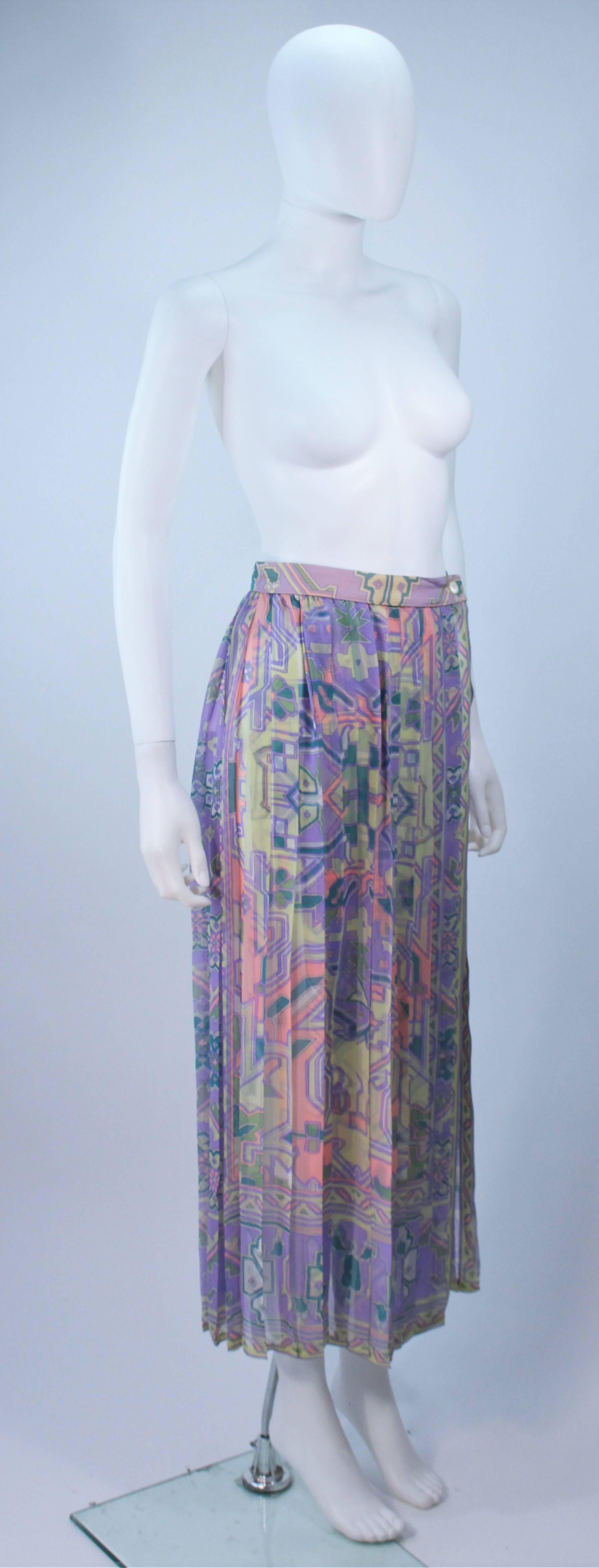 UNGARO Sheer Patterned Pleated Skirt Size 4 1