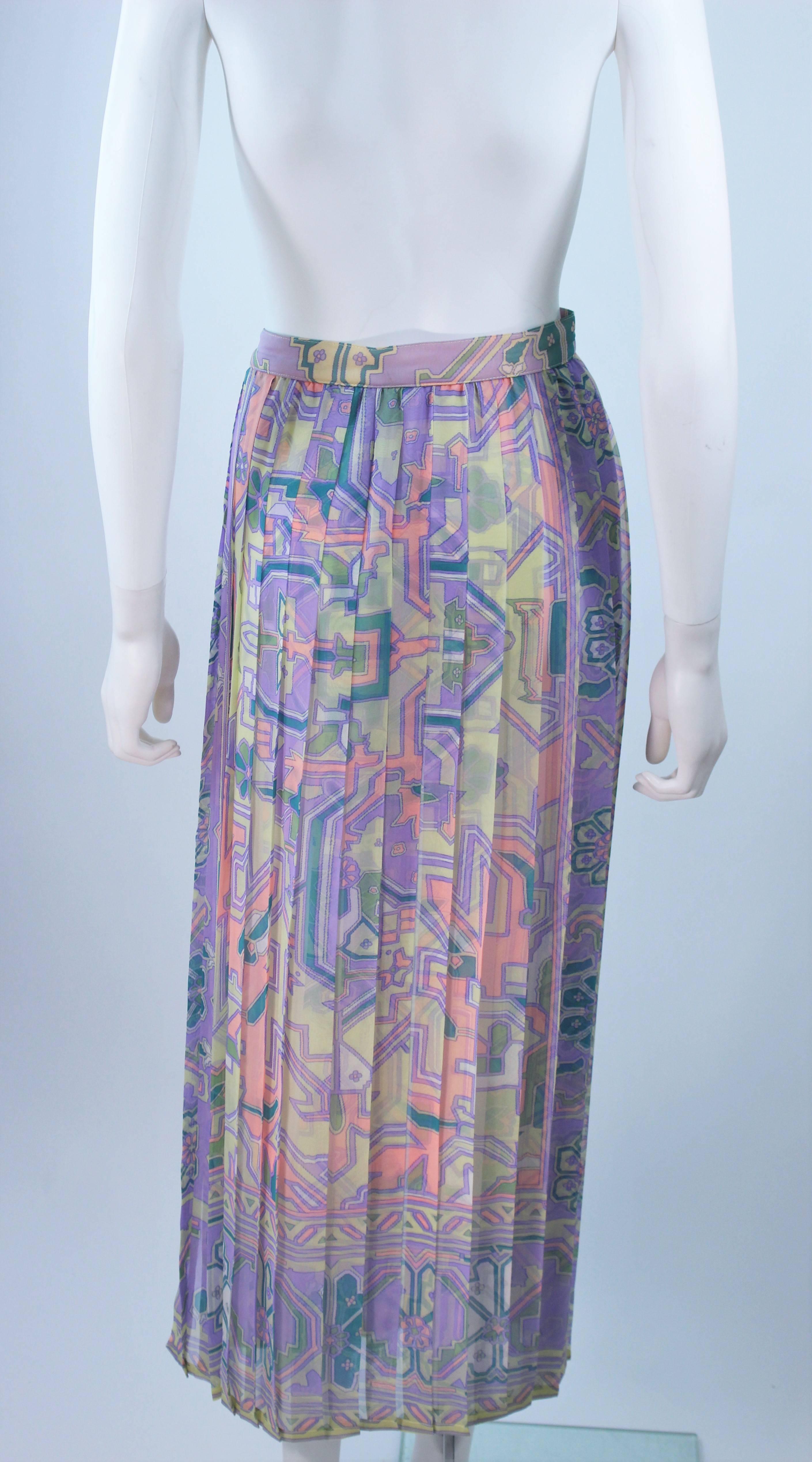 UNGARO Sheer Patterned Pleated Skirt Size 4 4