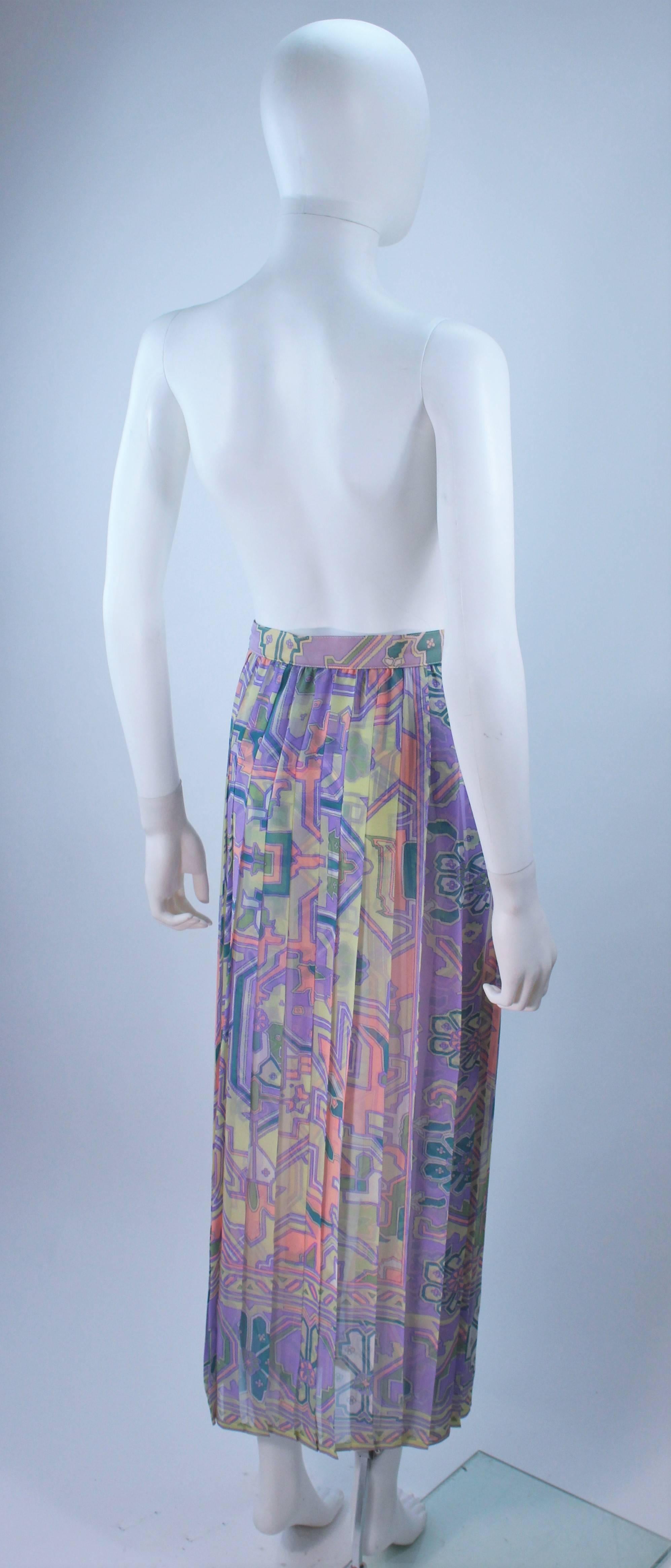 UNGARO Sheer Patterned Pleated Skirt Size 4 2