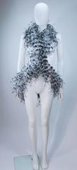 ELIZABETH MASON COUTURE Black & White Ostrich Wrap with Rhinestone Closure