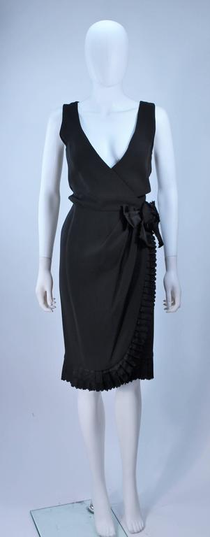 BILL BLASS Black Silk Cocktail Draped Dress with Rose Detail Size 2 For ...