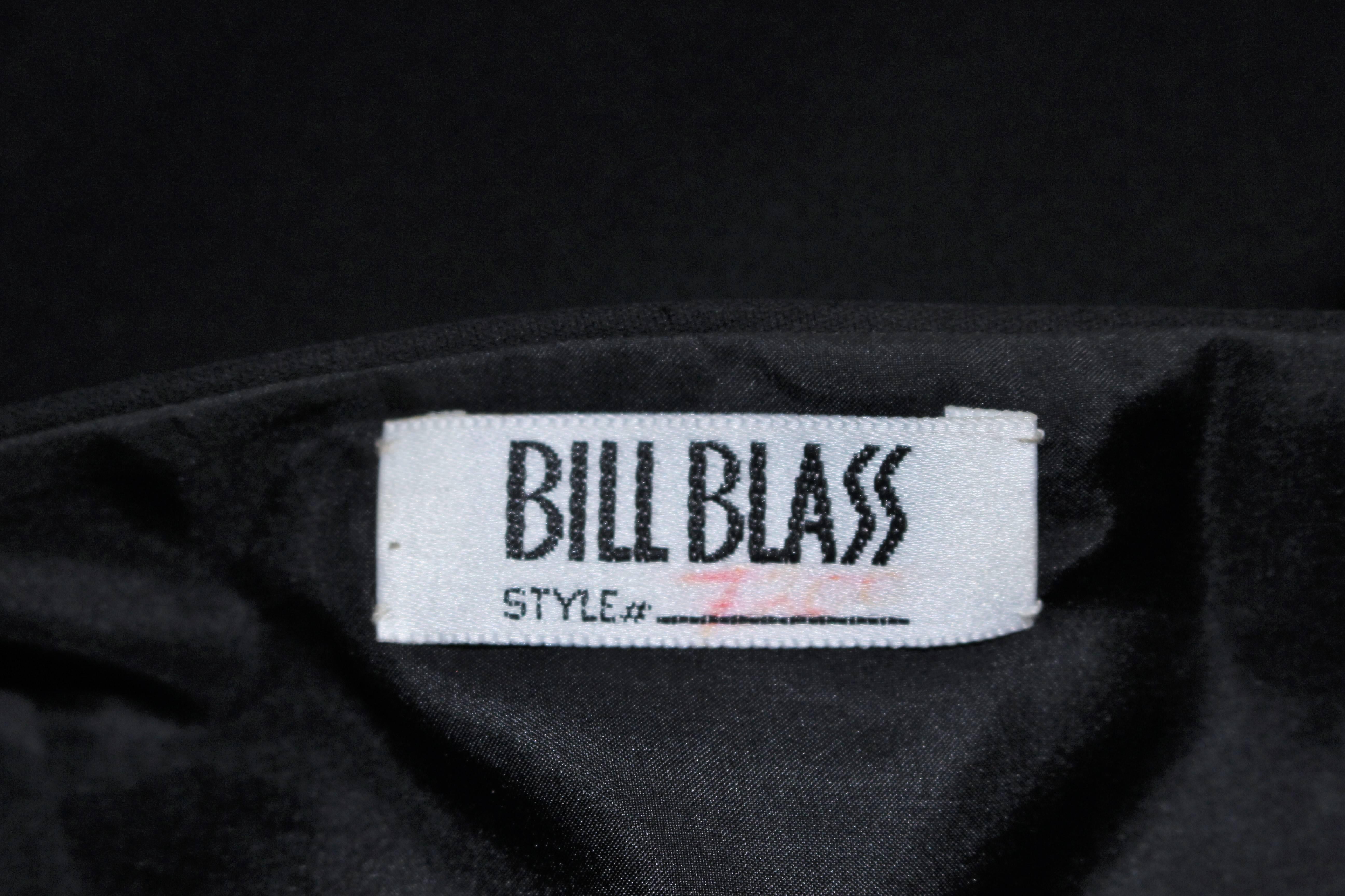 BILL BLASS Black Silk Cocktail Draped Dress with Rose Detail Size 2 For Sale 6