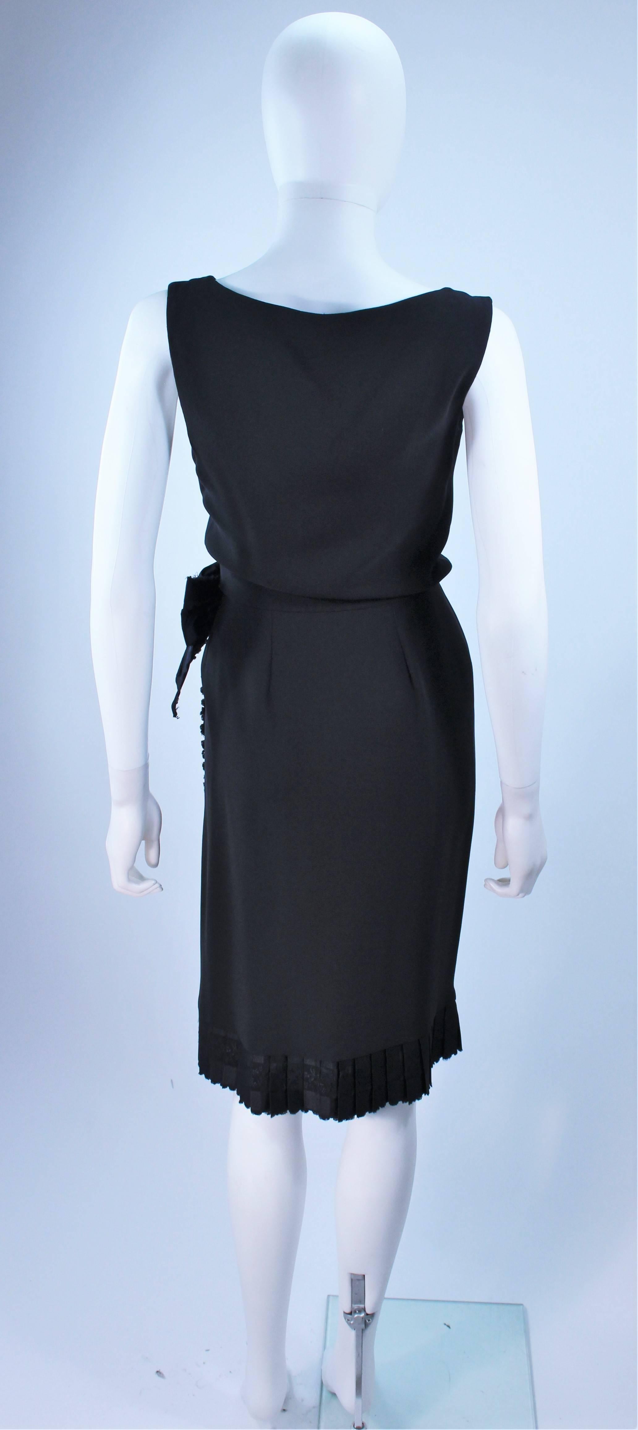 BILL BLASS Black Silk Cocktail Draped Dress with Rose Detail Size 2 For Sale 5
