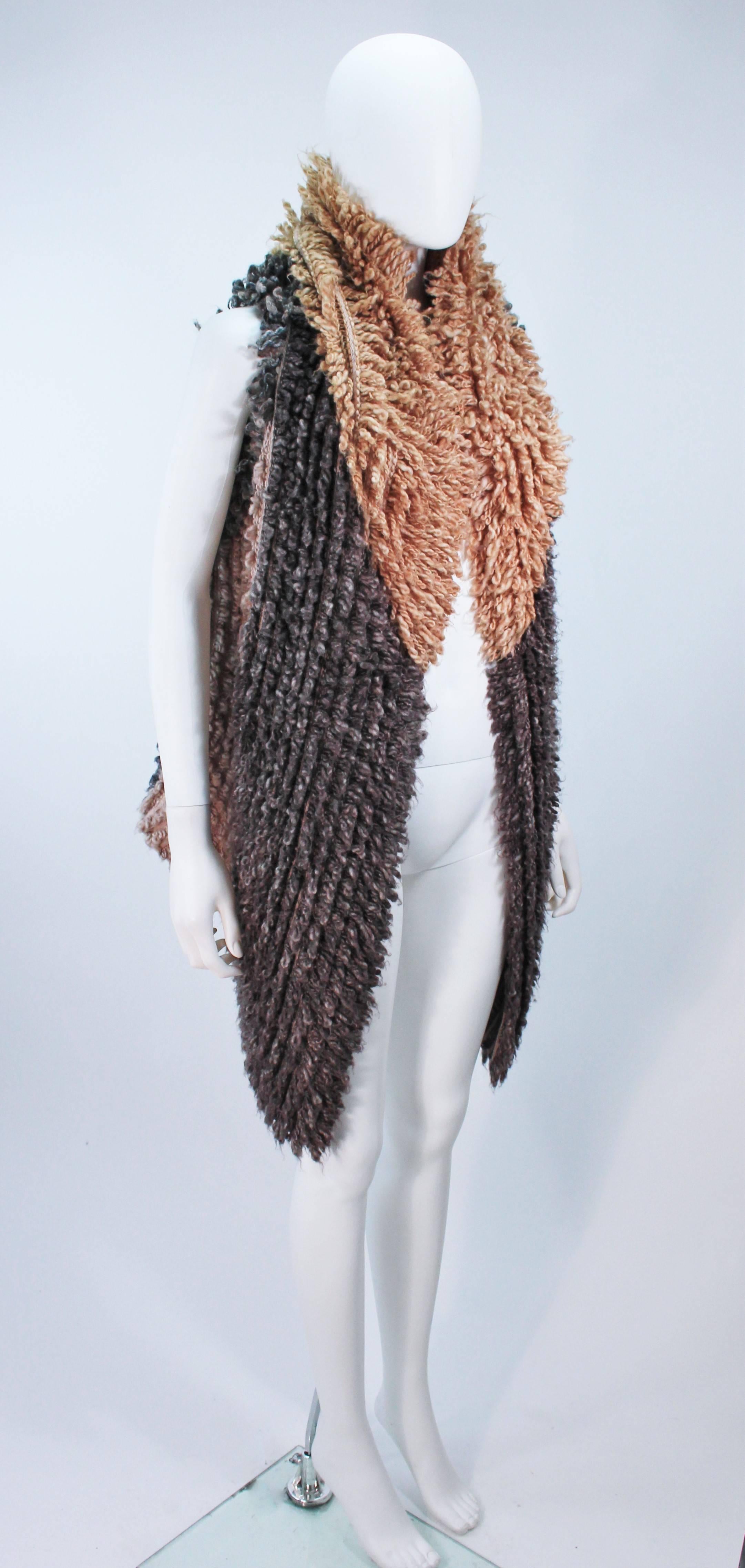 Black MISSONI Shaggy Loop Draped Vest in Caramel & Grey Size S