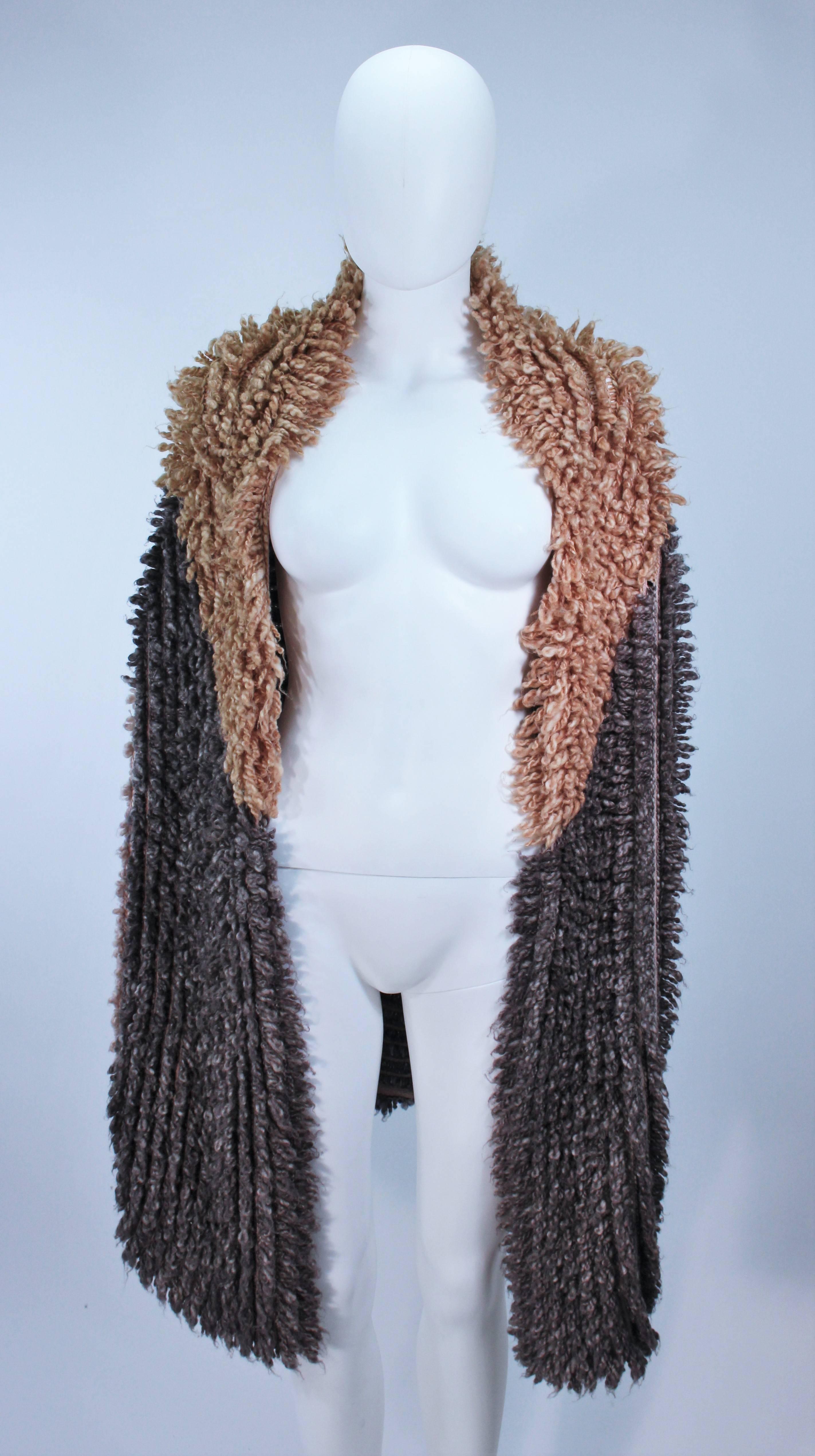 Women's MISSONI Shaggy Loop Draped Vest in Caramel & Grey Size S