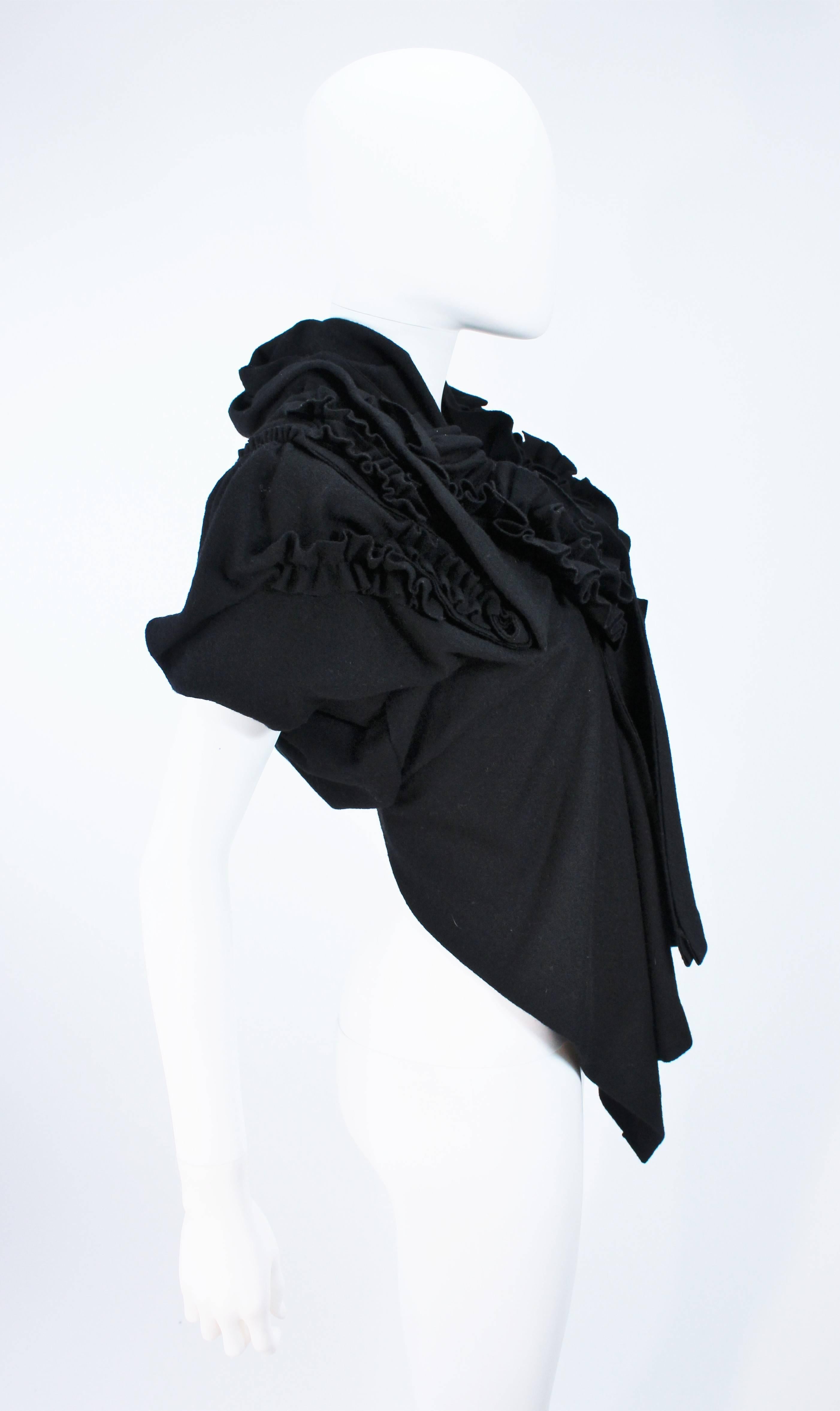 Women's COMME DES GARCONS Draped Gathered Black Boiled Wool Blouse Size S