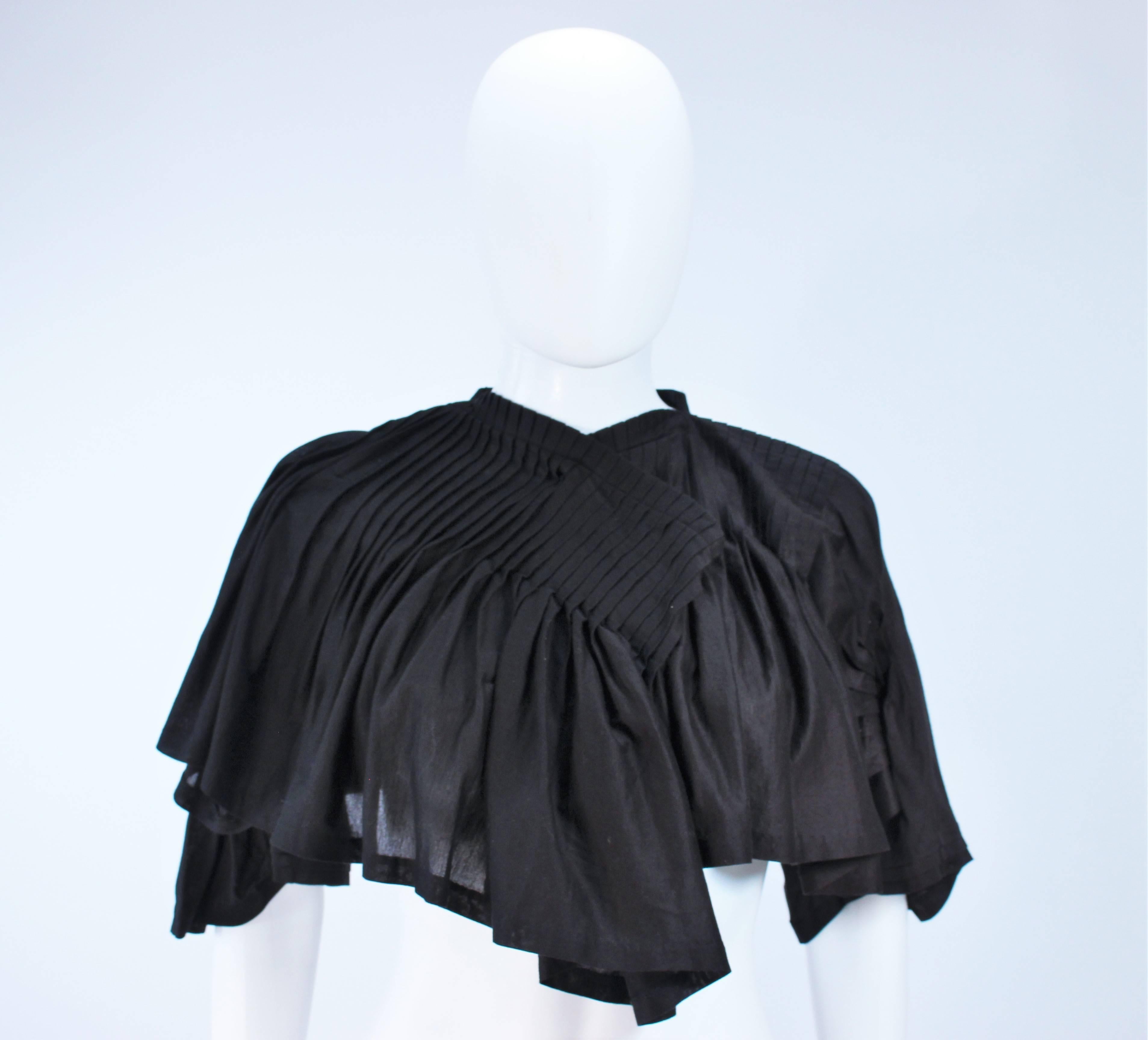 Women's COMME DES GARÇONS Black Drape Pleated Blouse with Tie Size M