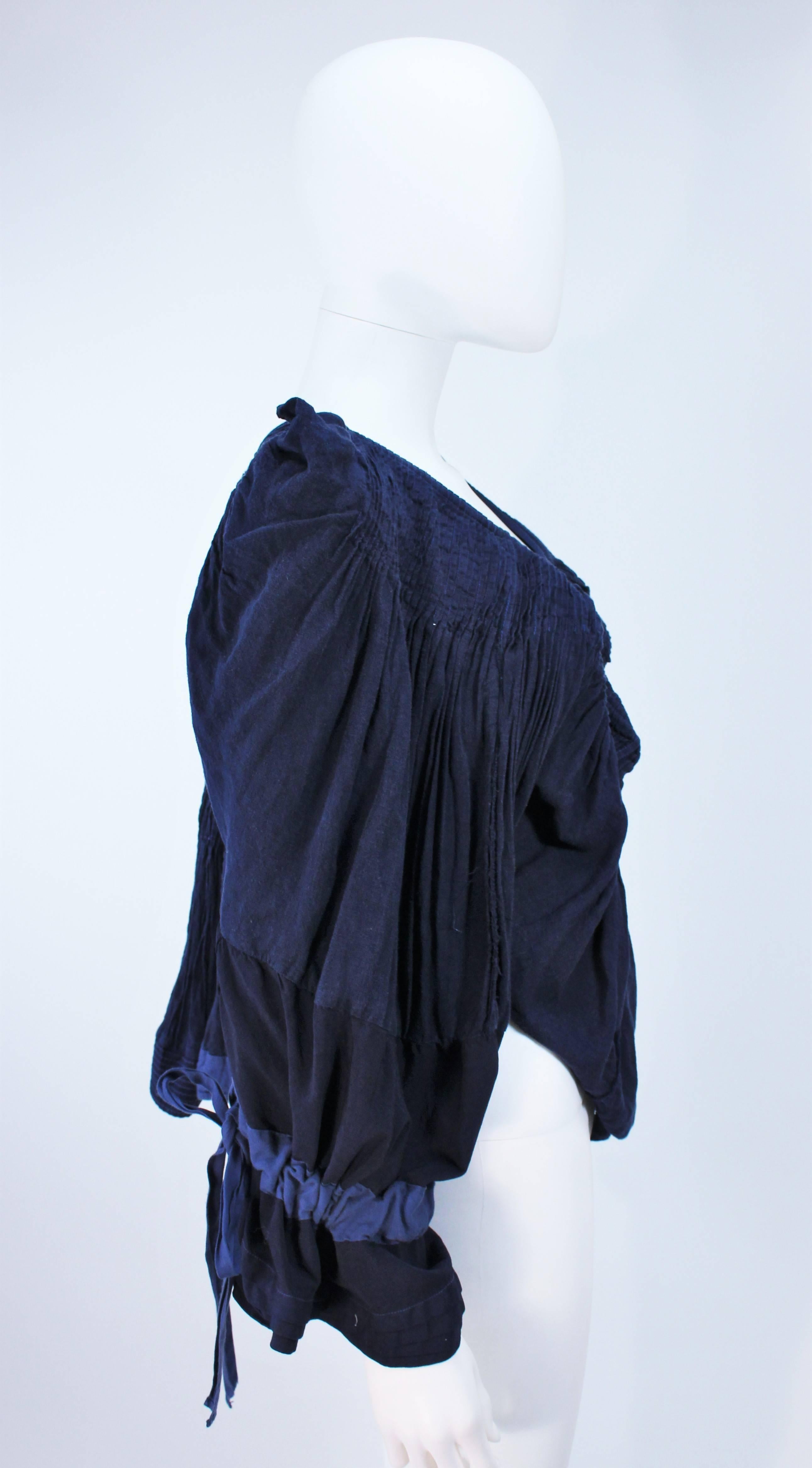 COMME DES GARÇONS Navy Cotton Blouse with Flare Sleeve Size S 1