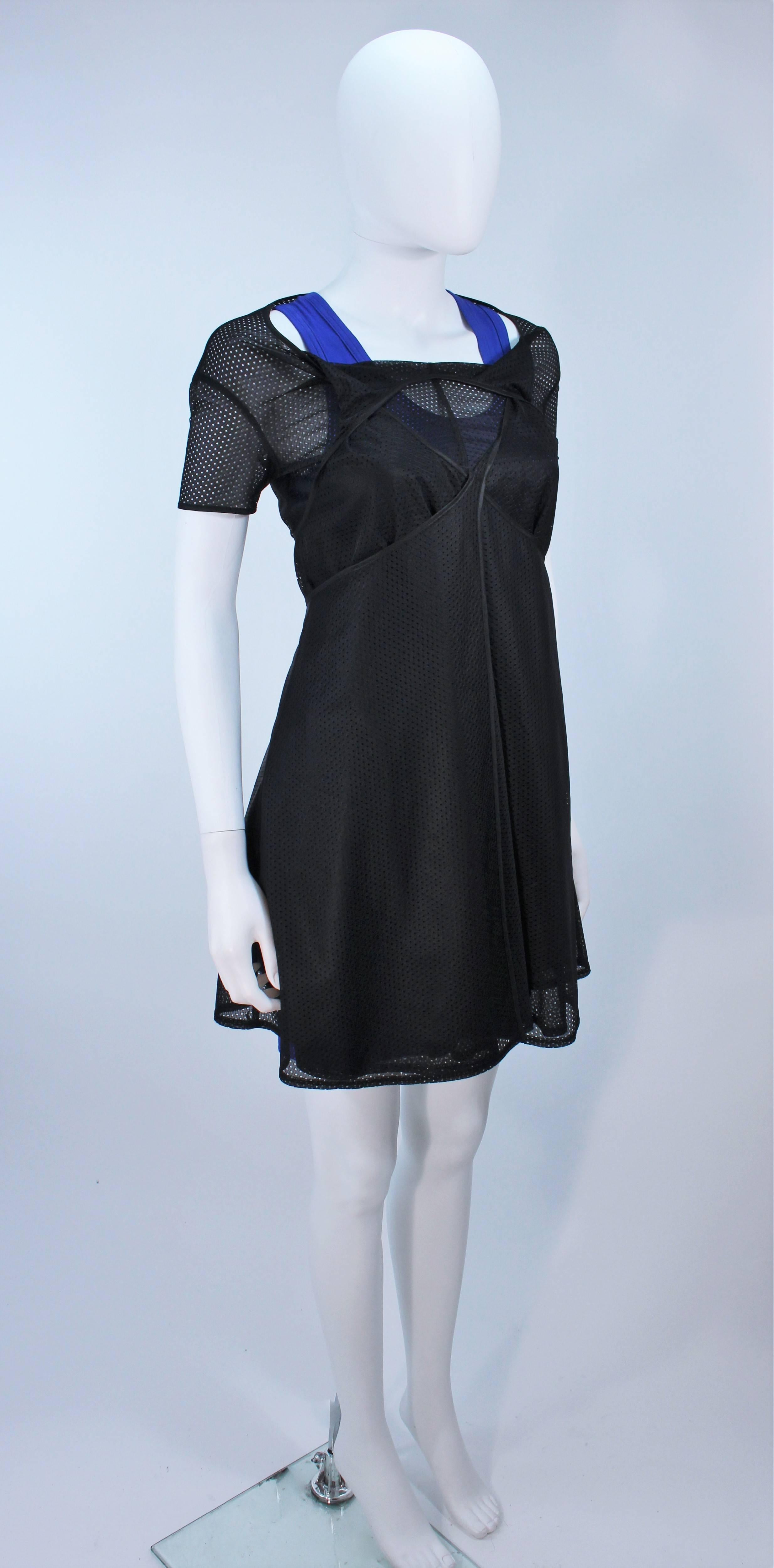 COMME DES GARCONS Draped Black Mesh Net Dress Ensemble Size S In Excellent Condition For Sale In Los Angeles, CA
