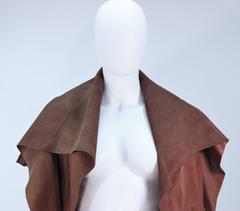 RICK OWENS Brown Lamb Leather Drape Jacket with Pleated Back Size 38