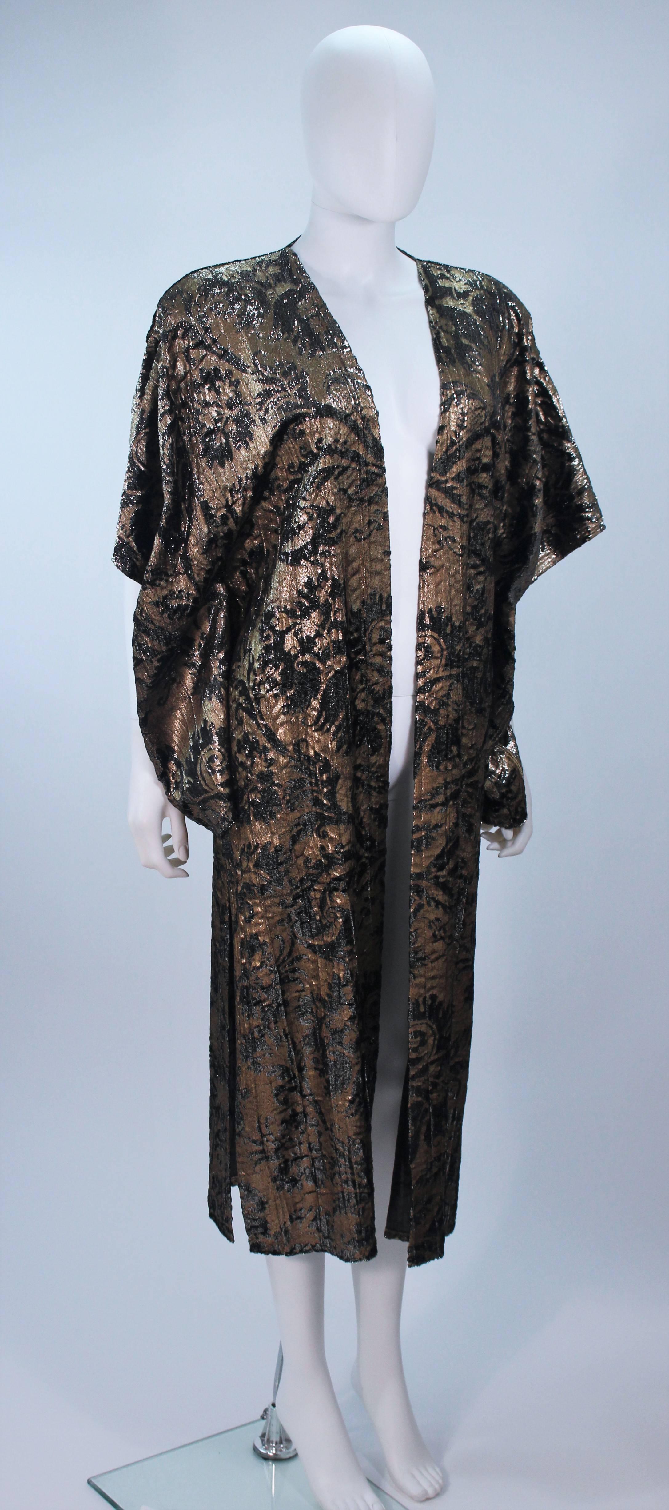 Black MALI Silk and Velvet Kimono Style Coat with Tassels Size Medium For Sale