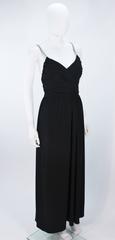 VICTORIA ROYAL Black Draped Jersey Gown with Rhinestone Straps 4